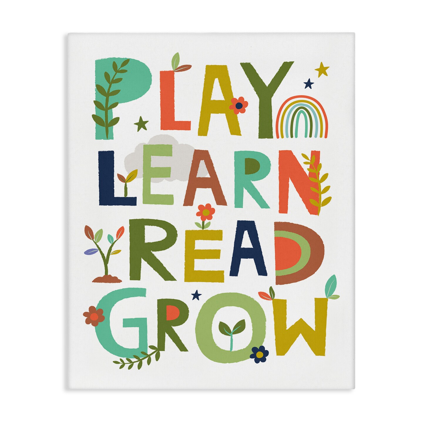 Stupell Industries Play Learn Read Grow Typography Canvas Wall Art
