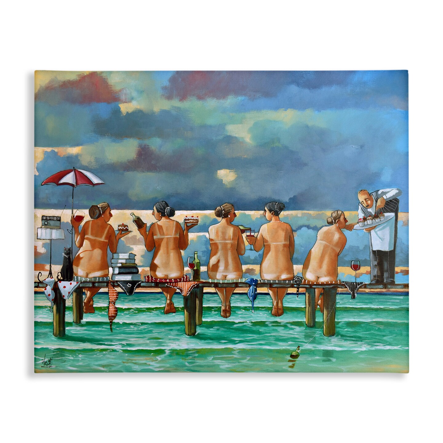 Stupell Industries Beach Dock Women Summer Fun Canvas Wall Art