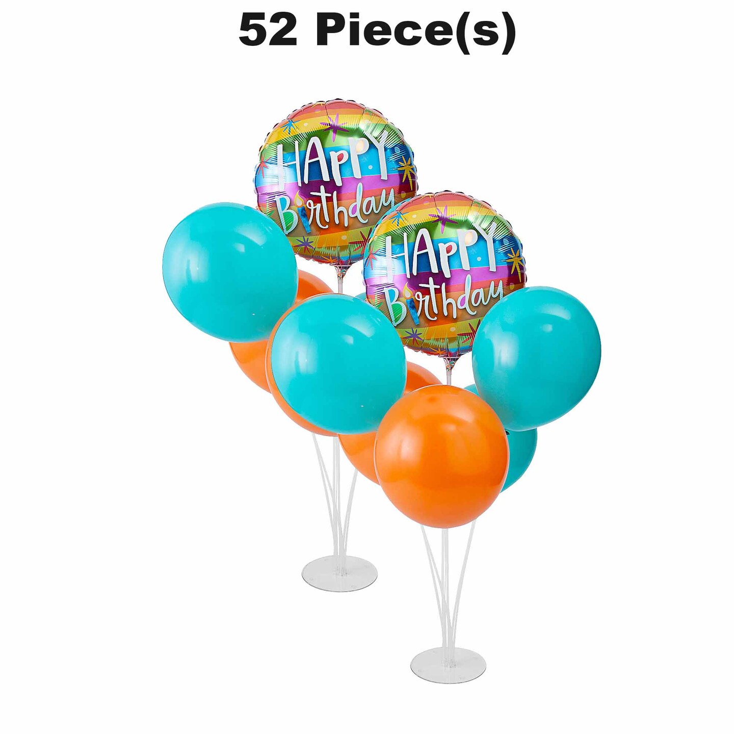 Happy Birthday Rainbow Stripes Balloon Centerpiece Kit - 52 Pc.