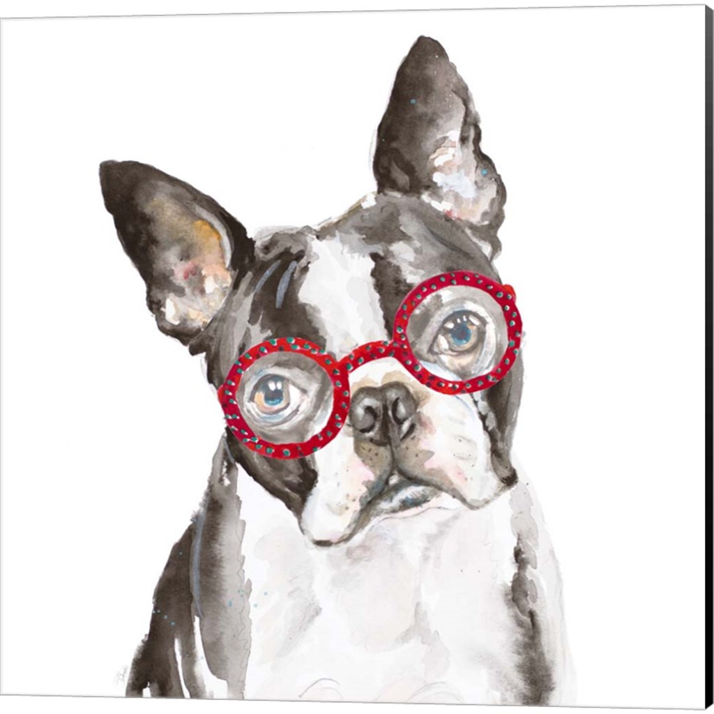 Schnauzer & French Bulldog With Glasses by Patricia Pinto 14" x 14" Canvas Wall Art (Set of 2)