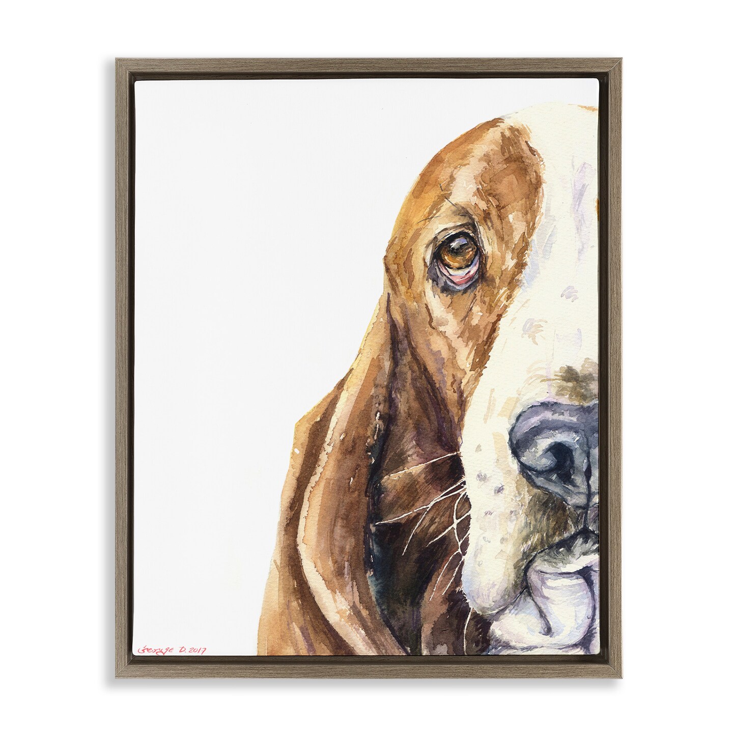 Stupell Industries Cute Basset Hound Pet Watercolor Framed Floater Canvas Wall Art Michaels