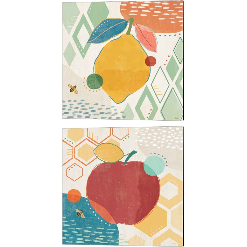 Fruit Frenzy A by Veronique Charron 14" x 14" Canvas Wall Art (Set of 2)