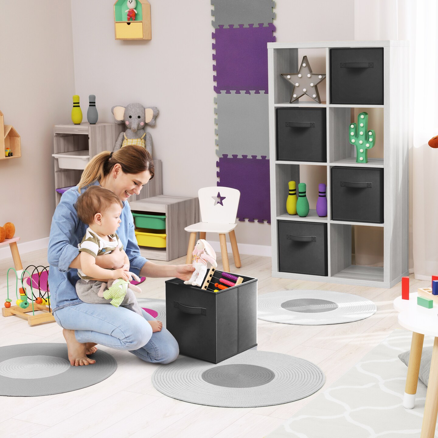 Sorbus 8 Pack 11 Inch Foldable Storage Cubes with Handles- for Organizing Home, Shelves, Nursery, Playroom, Closet and More