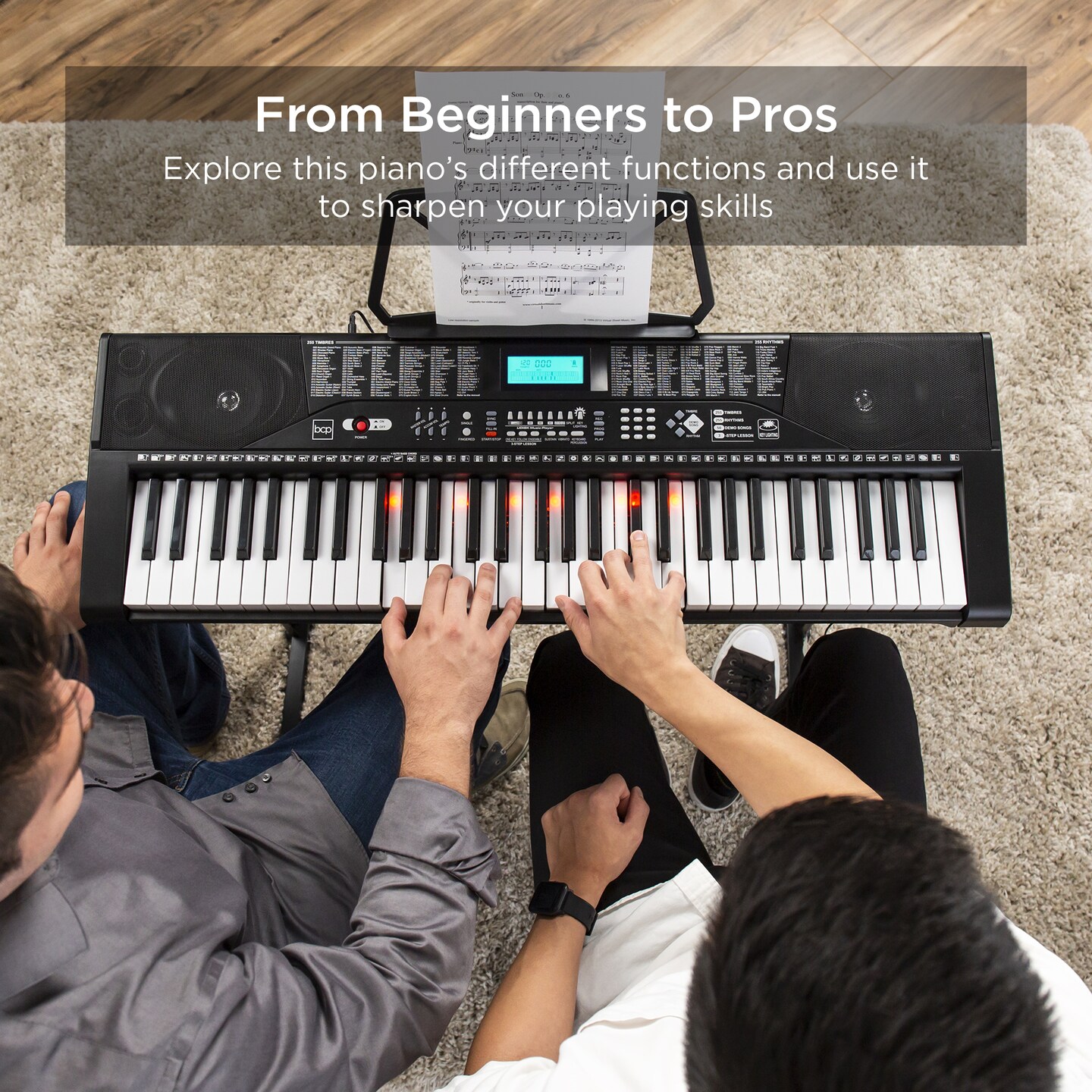 Best Choice Products 61-Key Beginners Complete Electronic Keyboard Piano Set w/ LCD Screen, Lighted Keys