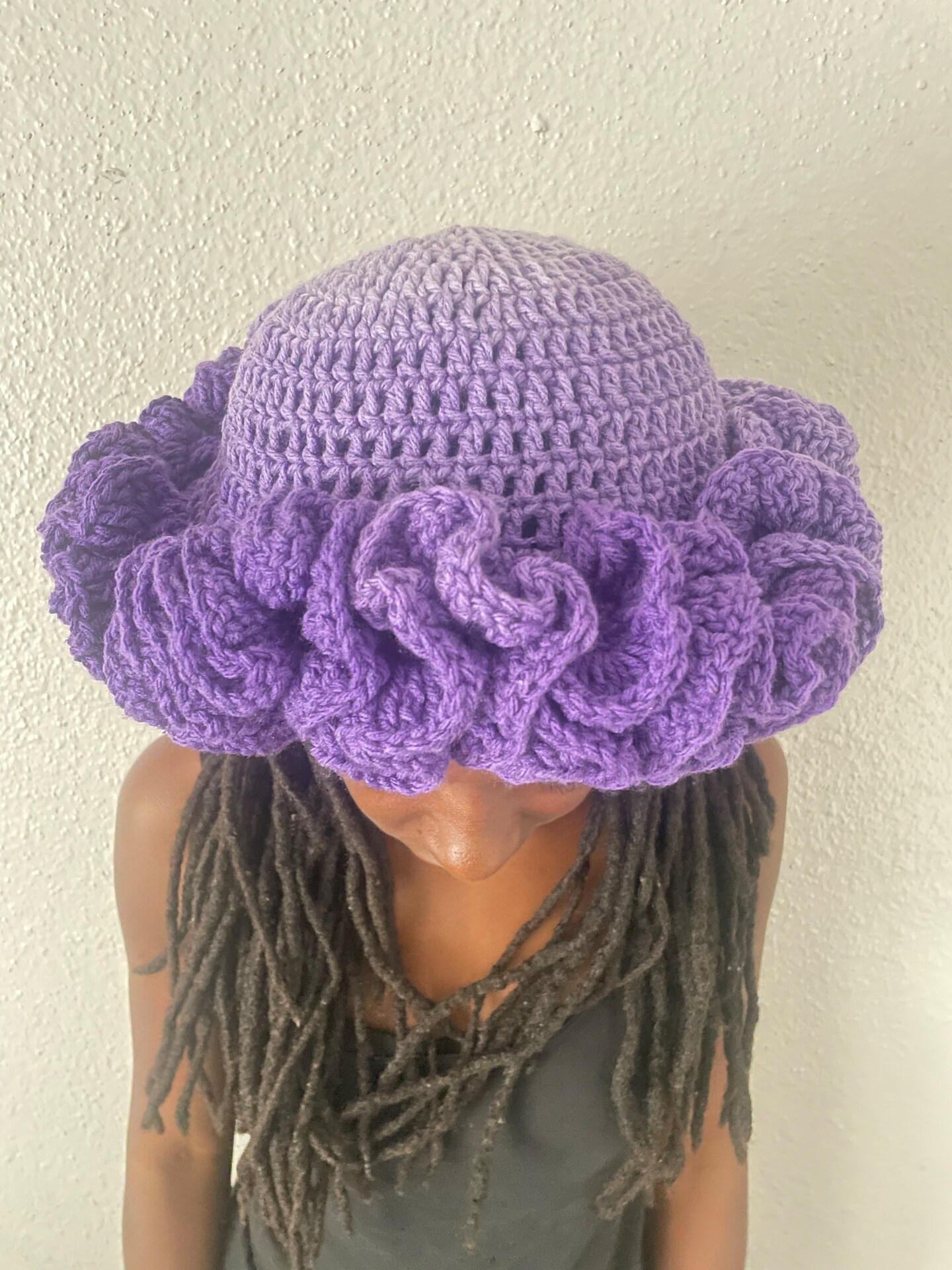 Crochet purple ruffle hat ???????? Ruffle Hat ??‍♀️? Ruffle size  main image 4