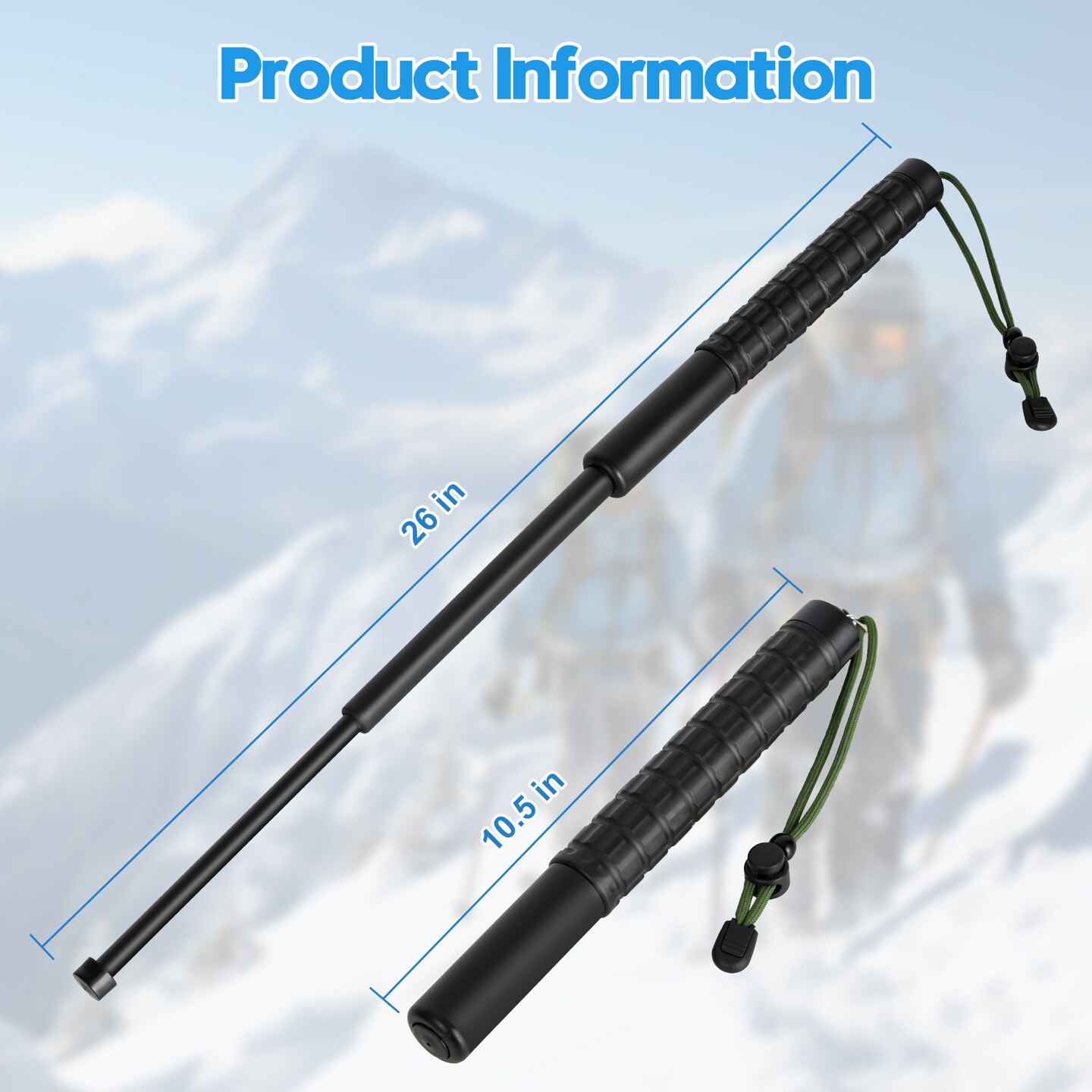 26&#x22; Metal Hiking Trekking Poles, Collapsible, Lightweight, Anti Shock, Hiking or Walking Sticks, Adjustable Hiking Pole for Men and Women