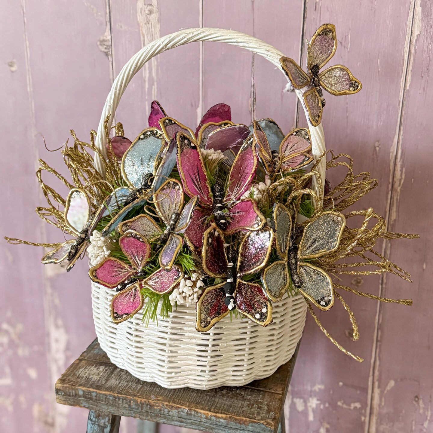 Capiz Butterfly Basket Arrangement - Final sale / Non-returnable and Non-refundable