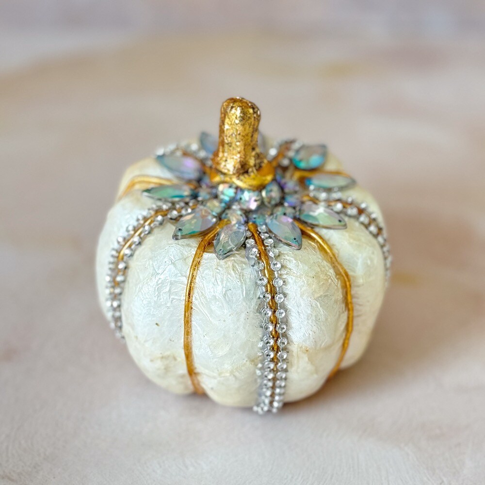 Capiz Ivory Jeweled Pumpkin | Mini | Set of 3