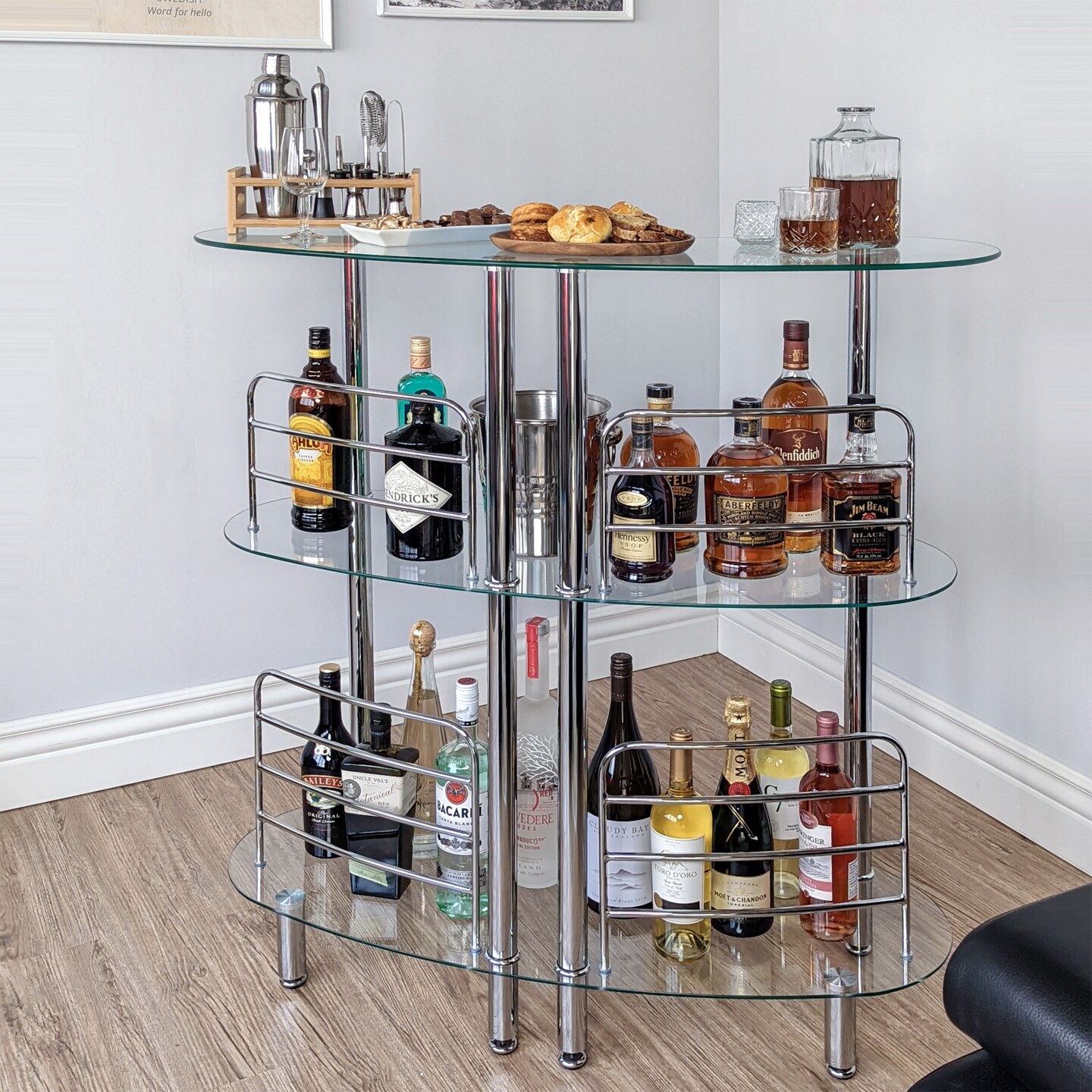 Mango Steam Bar Table for Home - Contemporary Modern Home Bar Unit