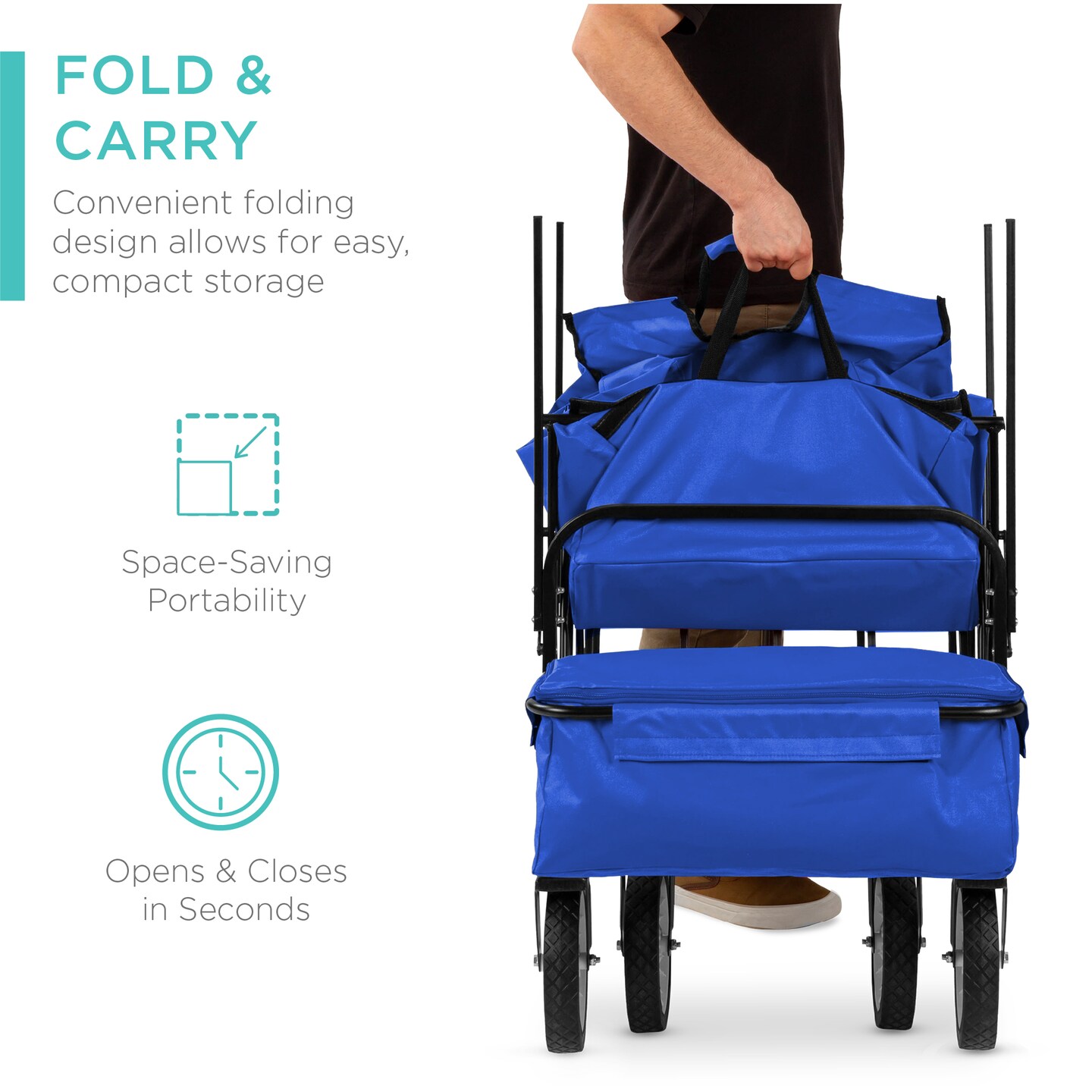 Best Choice Products Folding Utility Cargo Wagon Cart w/ Removable Canopy, Cup Holders