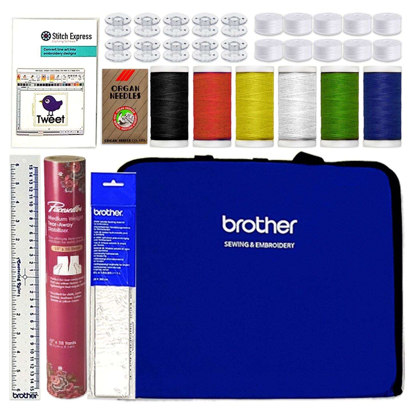 Brother Sewing & Embroidery Supplies Kit with Digitizing Software