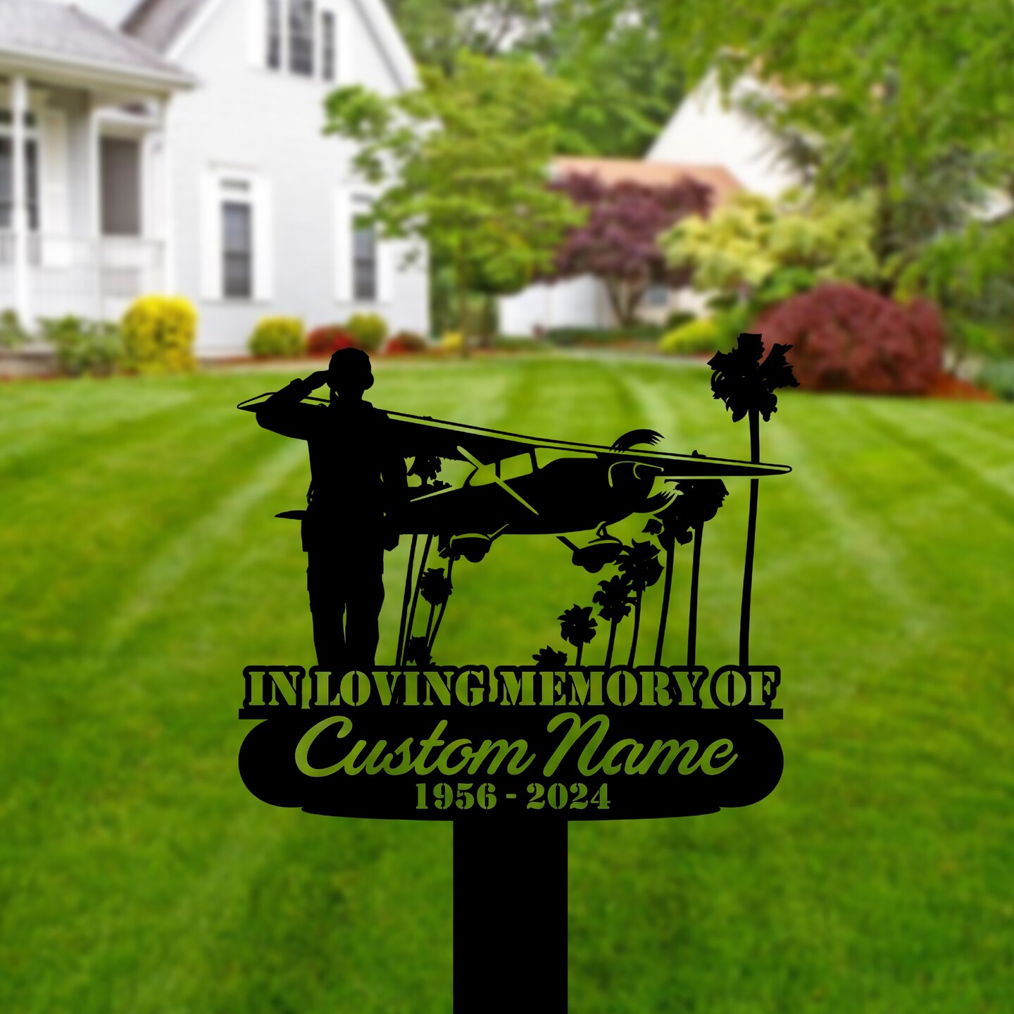 Custom Pilot Memorial Stake, Aviator Metal Stake, Personalized Pilot Outdoor Stake, Pilot Yard Stake, Pilot Memorial Plaque, Gifts For Pilot product 5