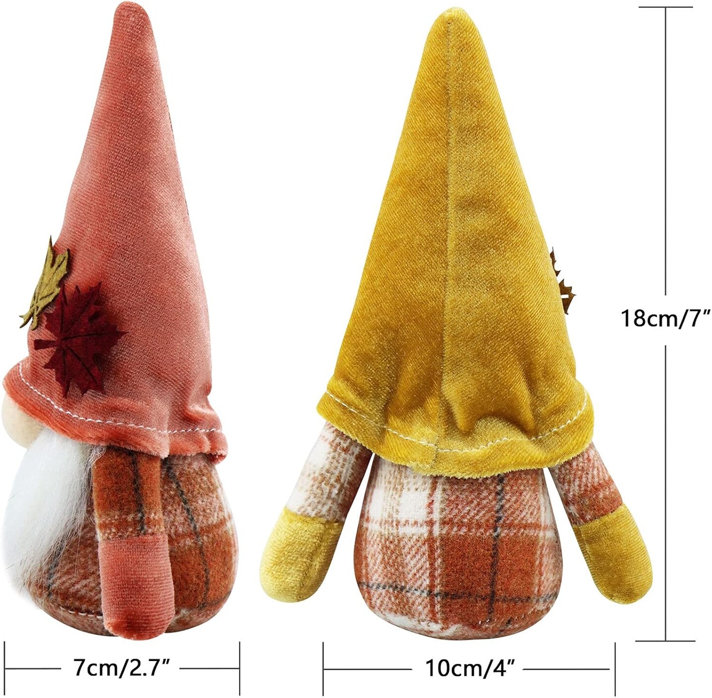 2 Pieces Thanksgiving Gnomes Plush Fall Decorations for Home Autumn Harvest Maple Leaf Handmade Tomte Ornaments Tabletop Party Figurines.