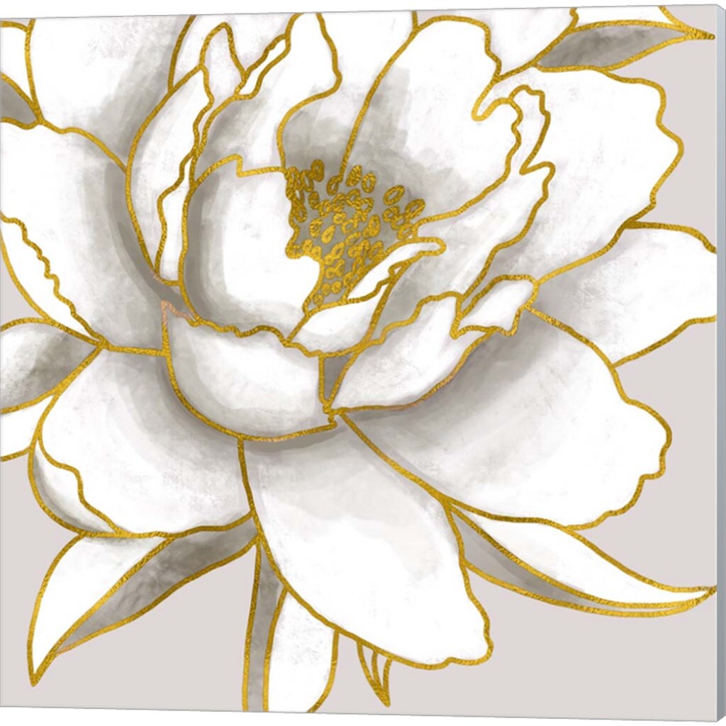 Gold Peony by Elizabeth Tyndall 14" x 14" Canvas Wall Art (Set of 2)