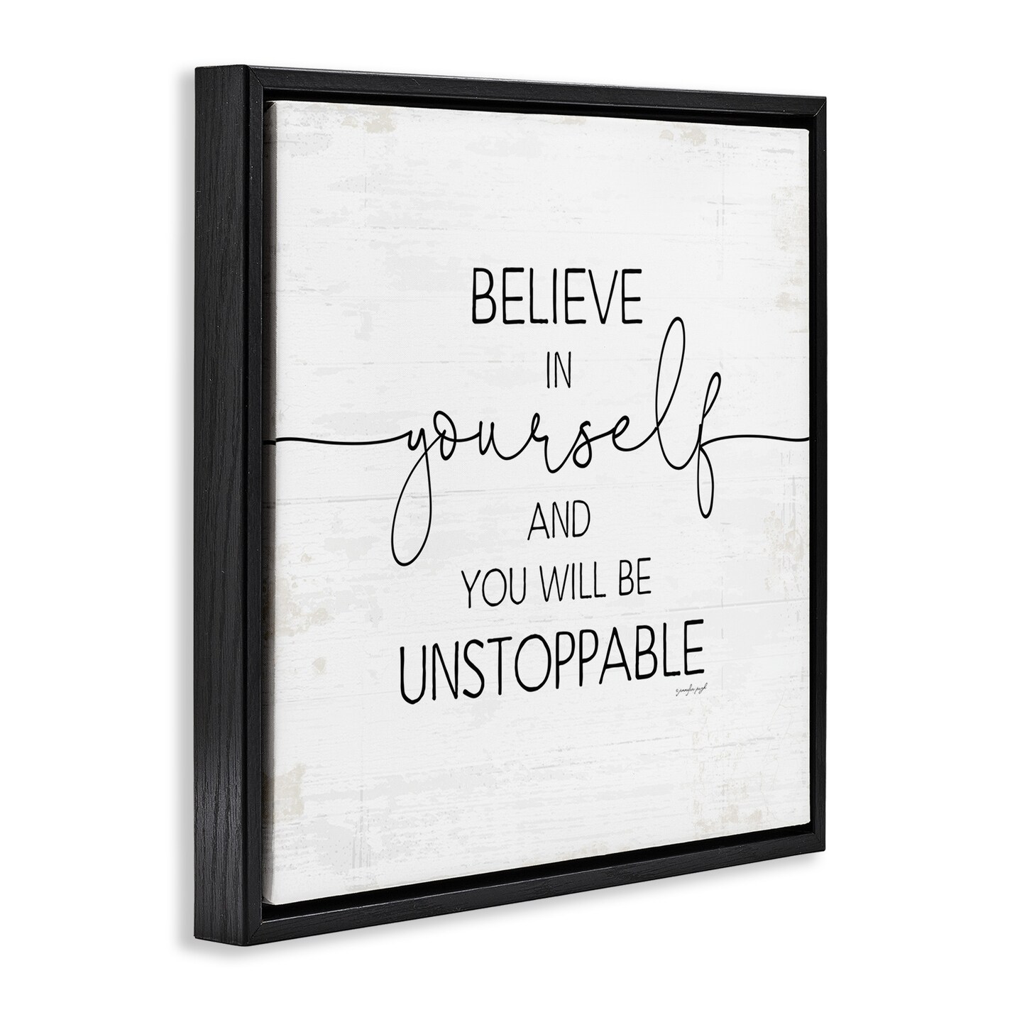 Stupell Industries Believe In Yourself Inspirational Framed Floater Canvas Wall Art