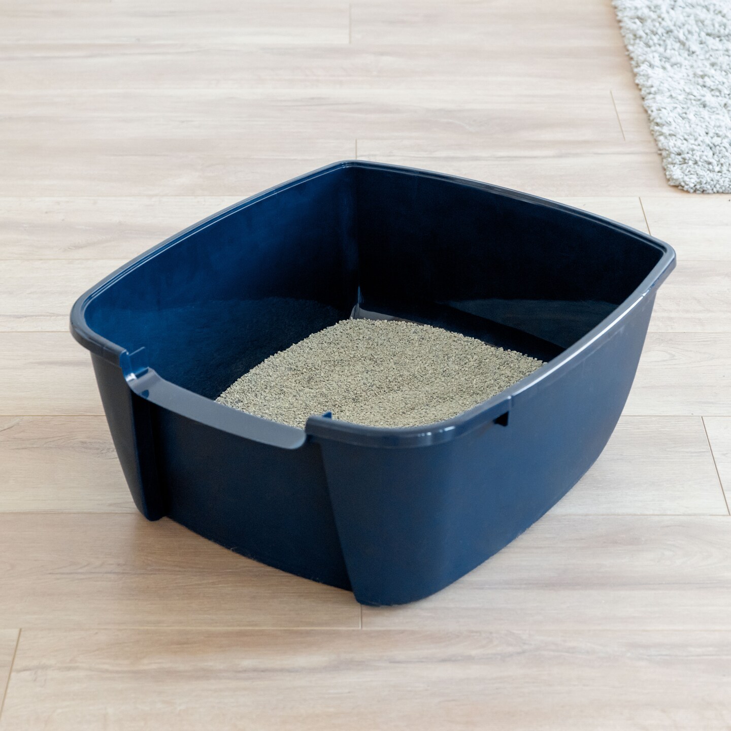 IRIS USA Cat Litter Box Cat Litter Pan with Scoop, Navy