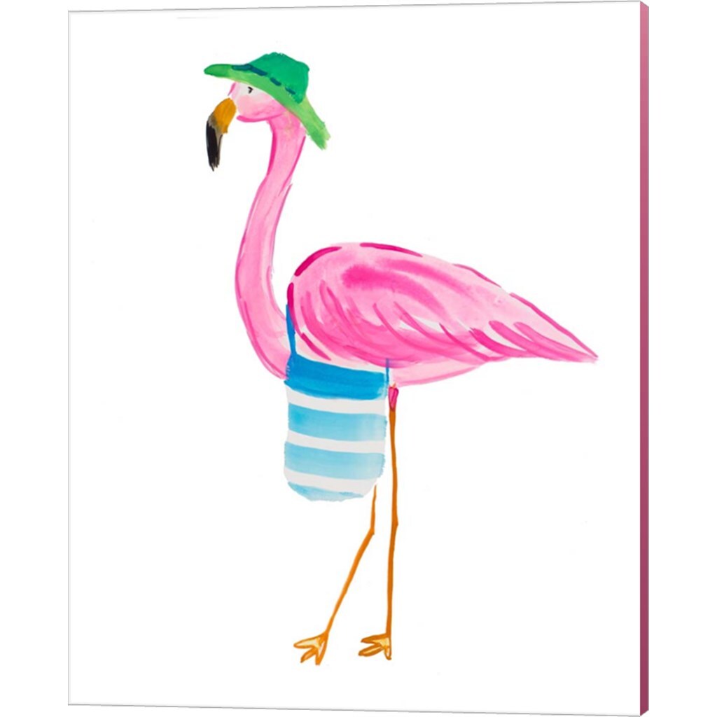 Beach Flamingo by Julie DeRice 12" x 15" Canvas Wall Art (Set of 2)