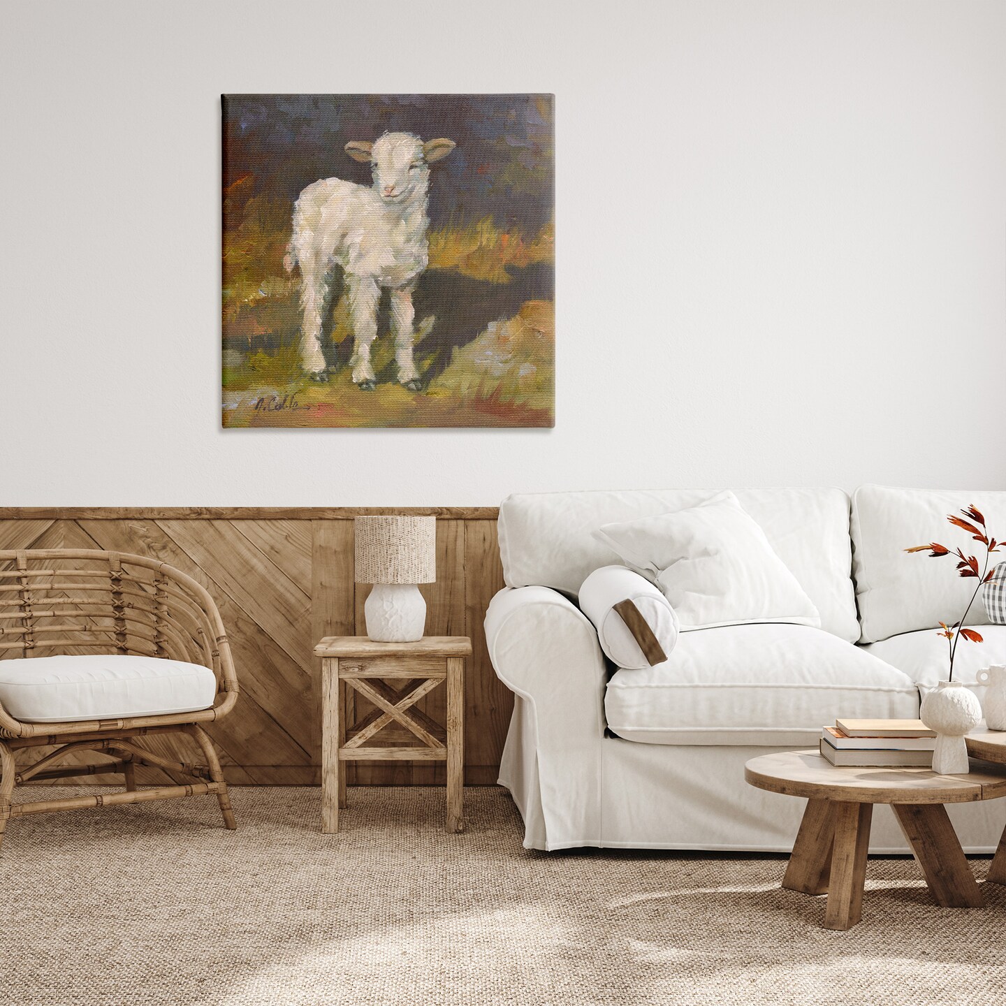 Stupell Industries Soft Baby Lamb Painting Canvas Wall Art