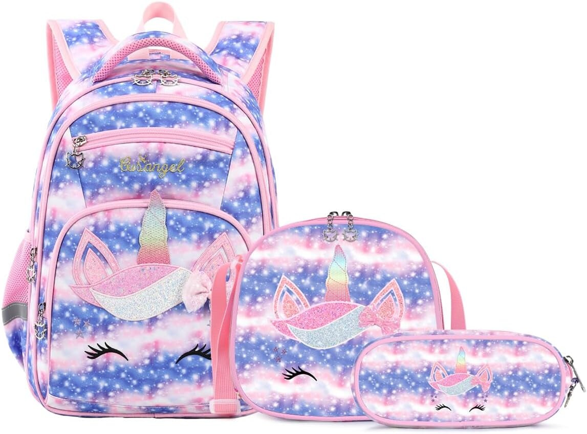 Girls Backpack with Lunch Box Pencil Case Cute Multi Compartment Preschool Elementary Primary Backpack for Girls Sky Unicorn 3Pcs Backpack for Girls Michaels