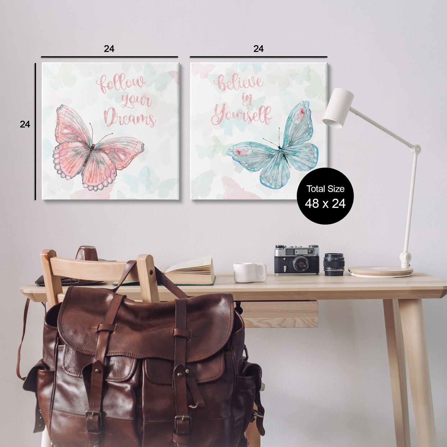 Stupell Industries Believe In Dreams Butterflies Canvas Wall Art