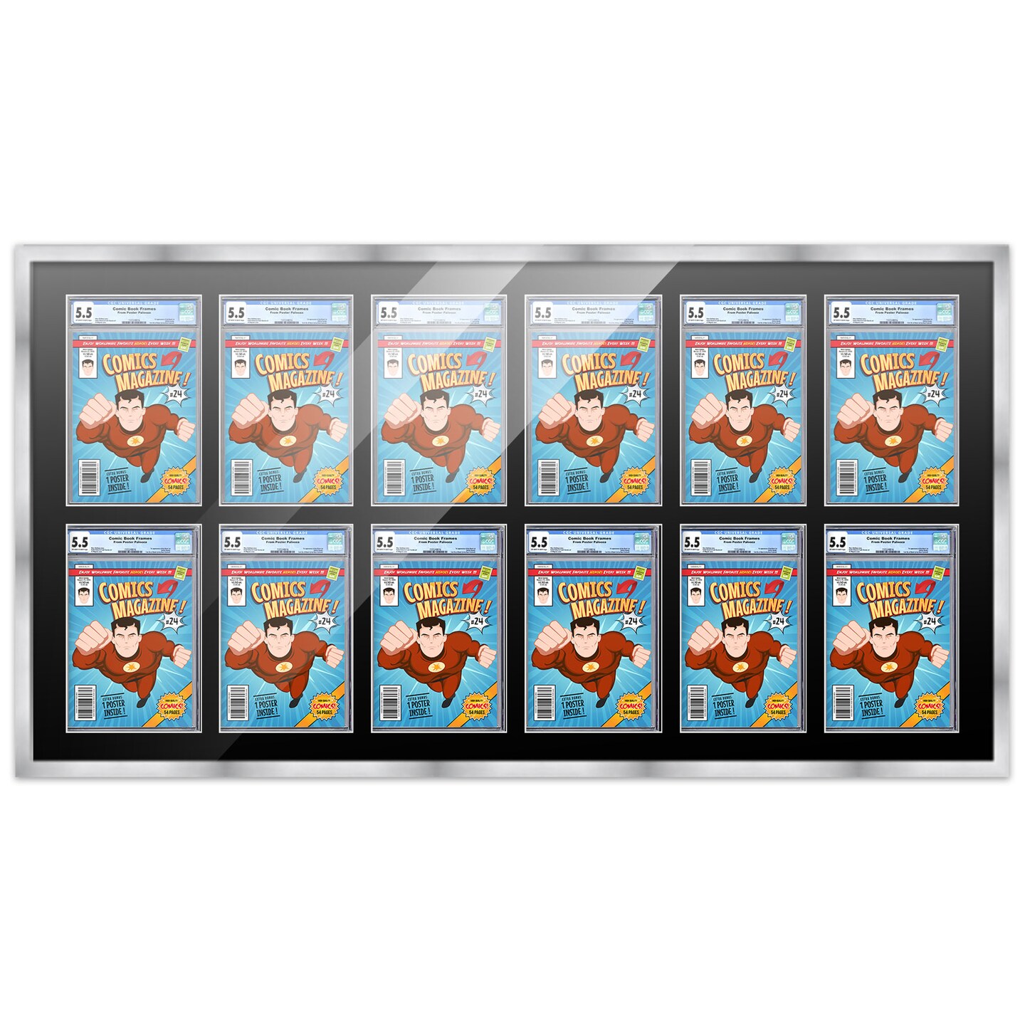 Comic Book Display Frame for CGC, PGX Graded, Slabed Comics - Silver ...