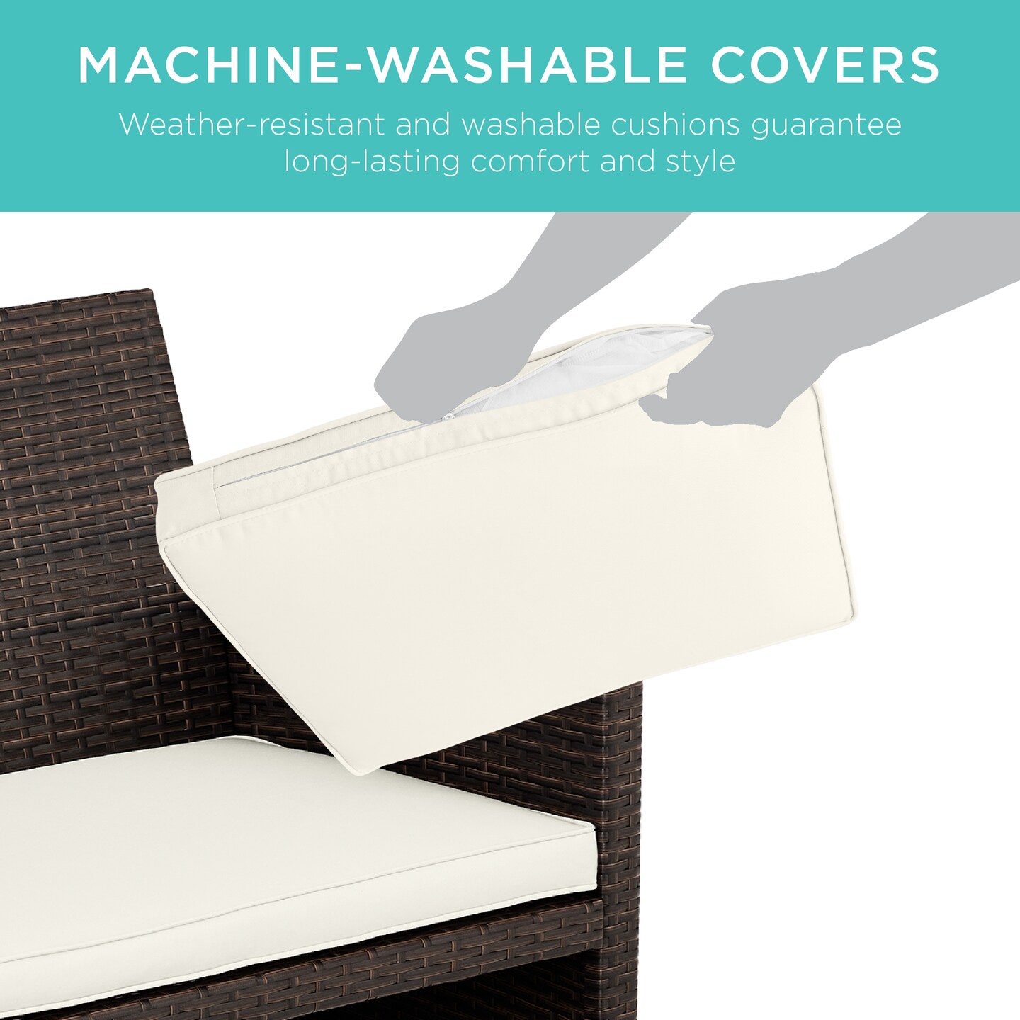 Best Choice Products 4-Piece Outdoor Wicker Patio Conversation Furniture Set w/ Table, Cushions