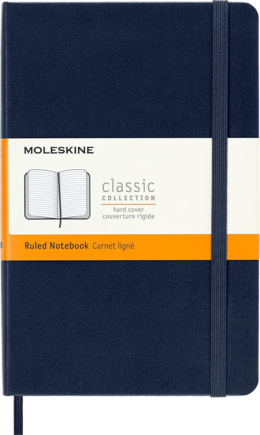 Classic Notebook, Hard Cover, Medium (4.5" X 7") Ruled/Lined, Sapphire Blue, 208 Pages