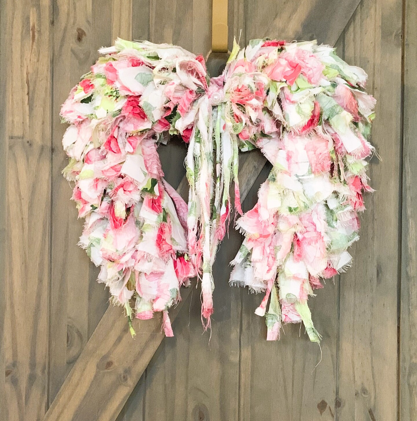 White washed angel wings floral wreath selling