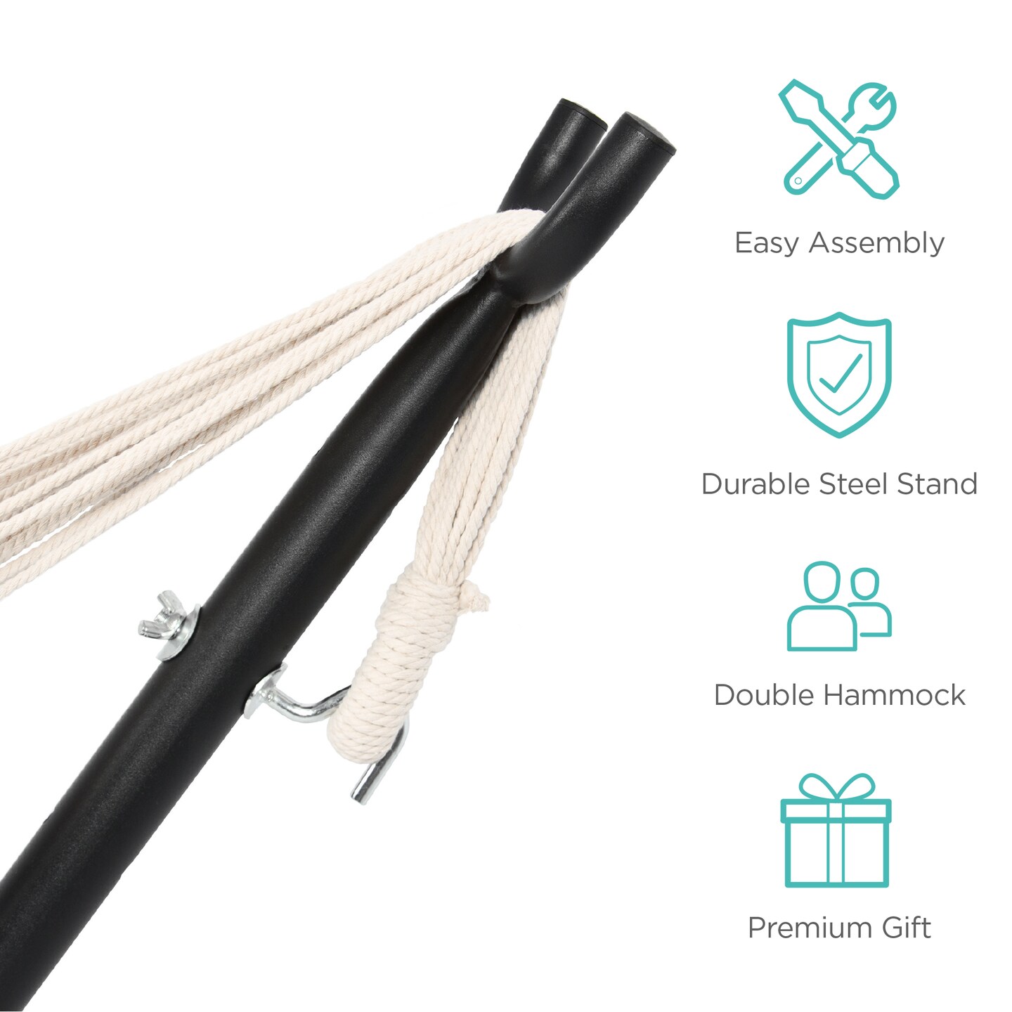 Best Choice Products 2-Person Brazilian-Style Cotton Double Hammock with Stand Set w/ Carrying Bag