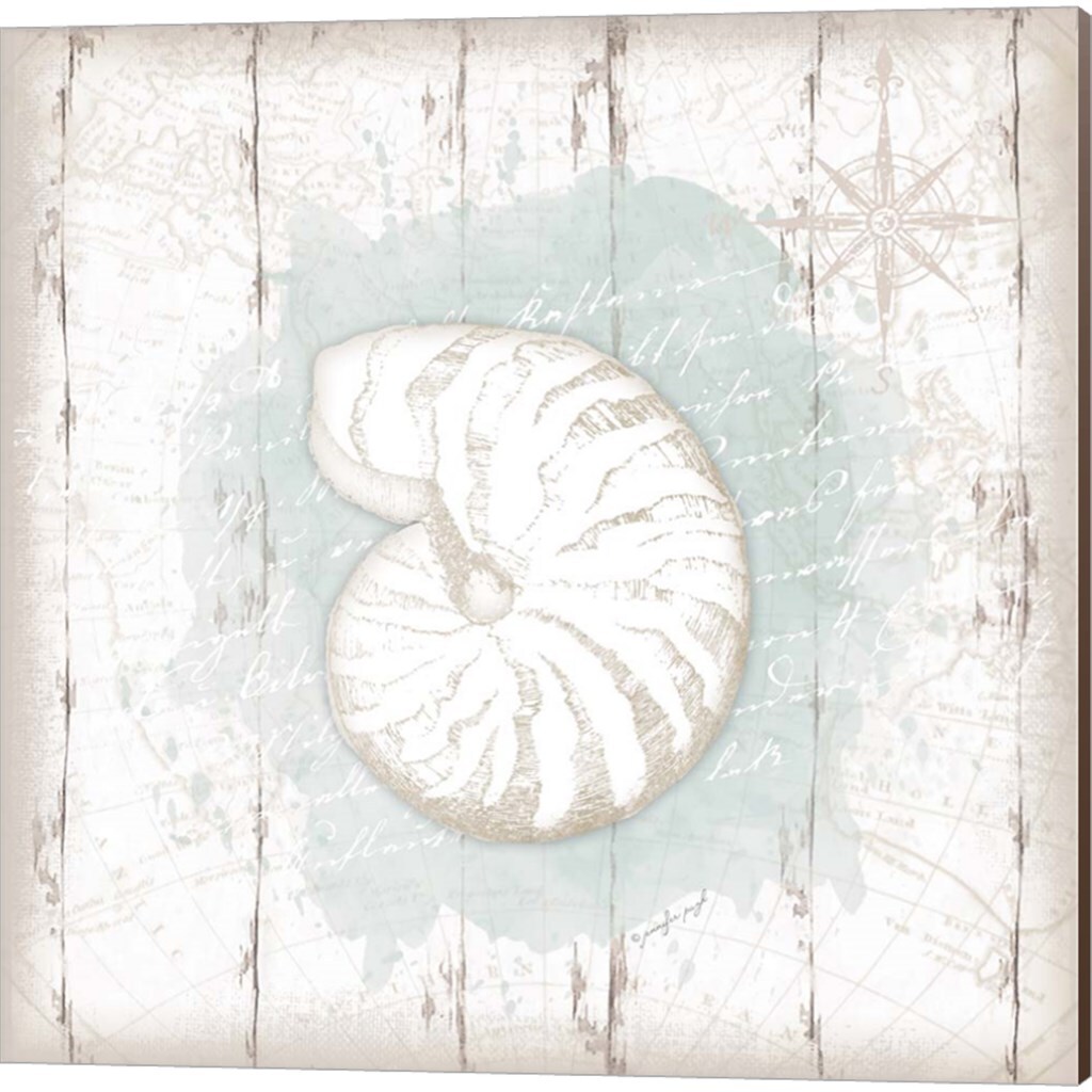 Calming Coastal A by Jennifer Pugh 14" x 14" Canvas Wall Art (Set of 2)