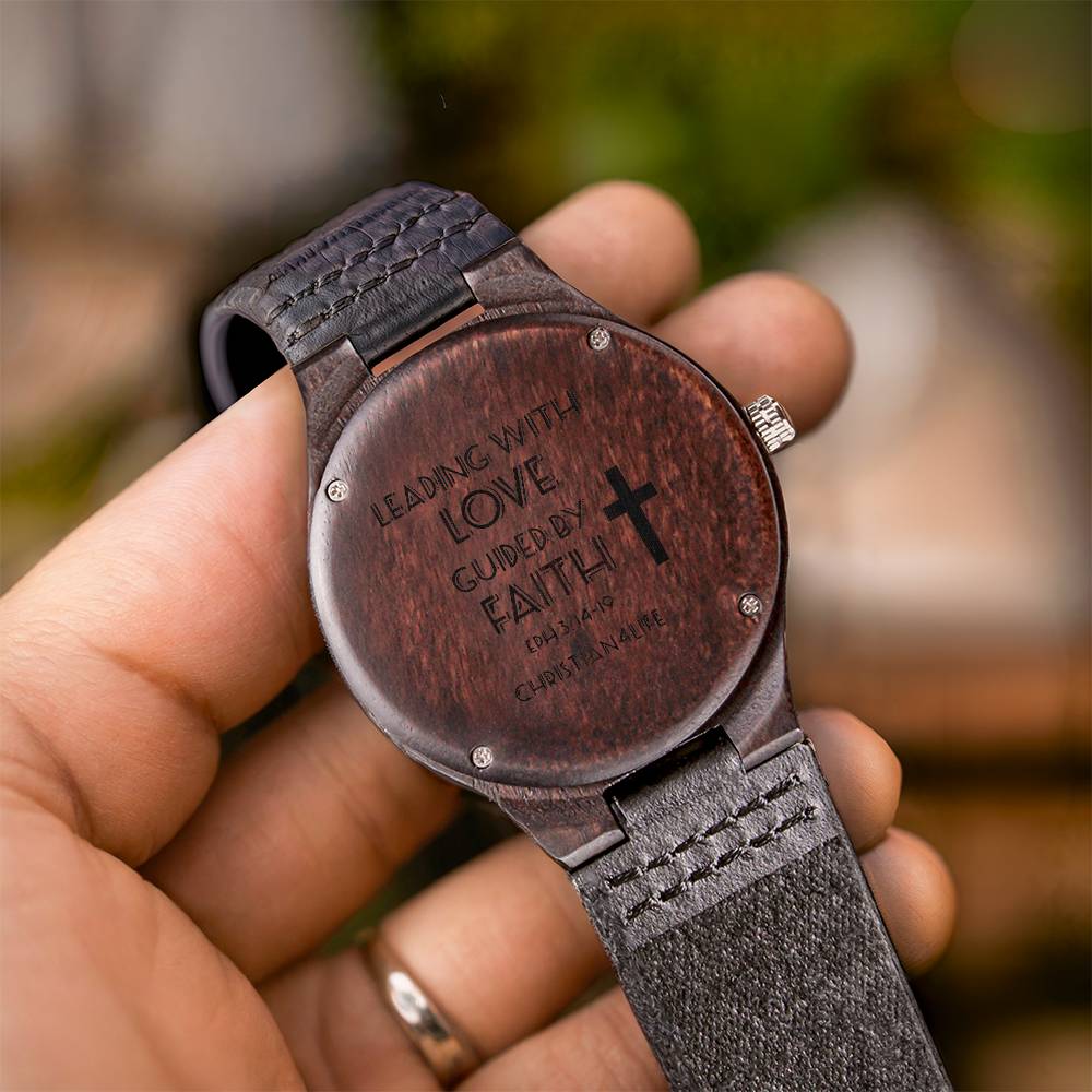 Leading with Love Engraved Wooden Watch - image7