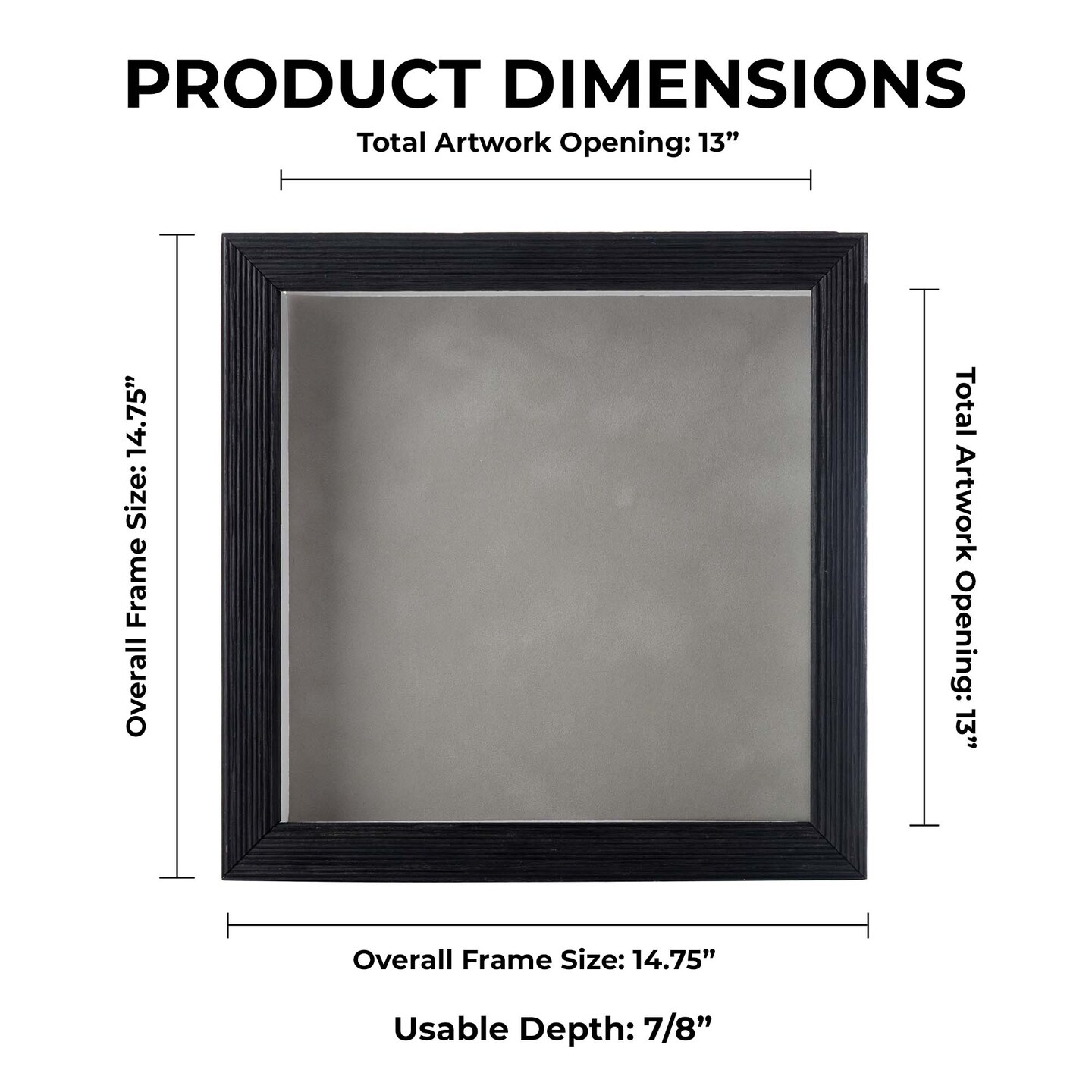 Rustic Black Wood Shadow Box Frame with Acrylic Front - Light Brown Suede Backing, 30 Sizes