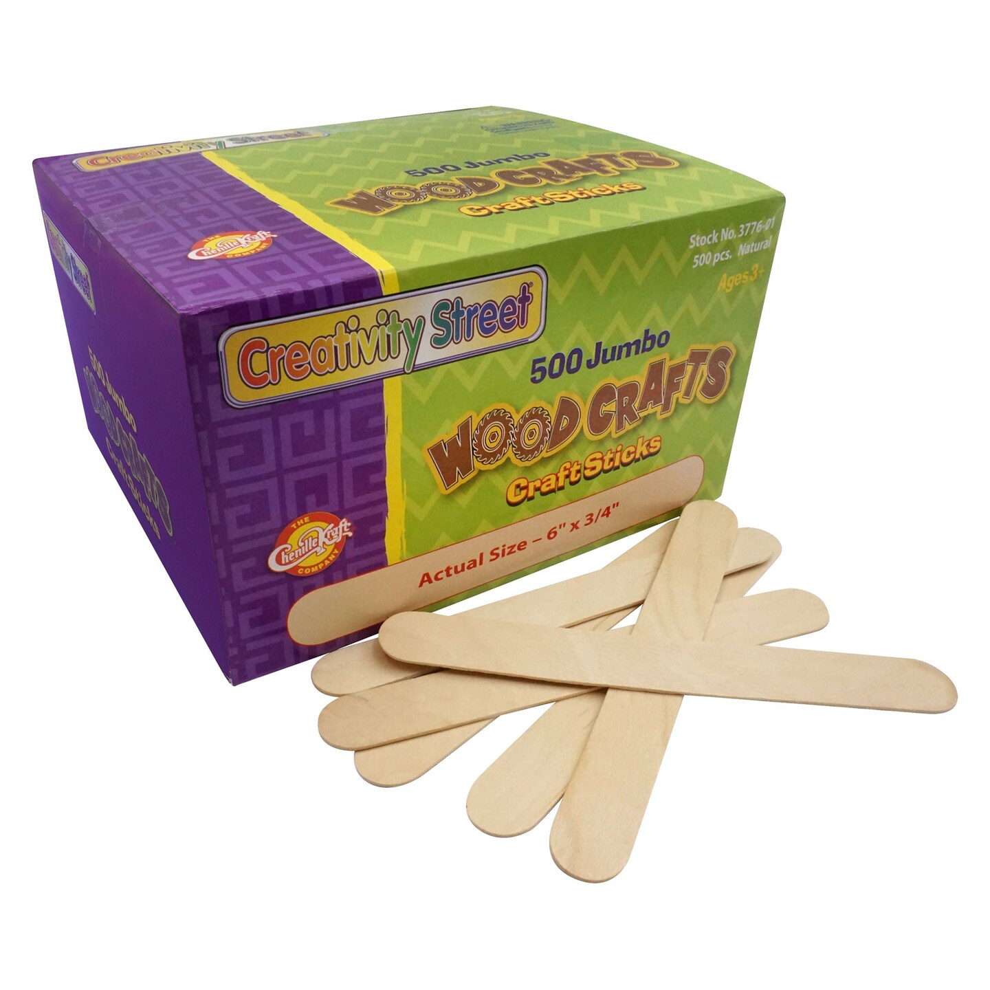 Jumbo Craft Sticks, Natural, 6&#x22; x 0.75&#x22;, 500 Pieces