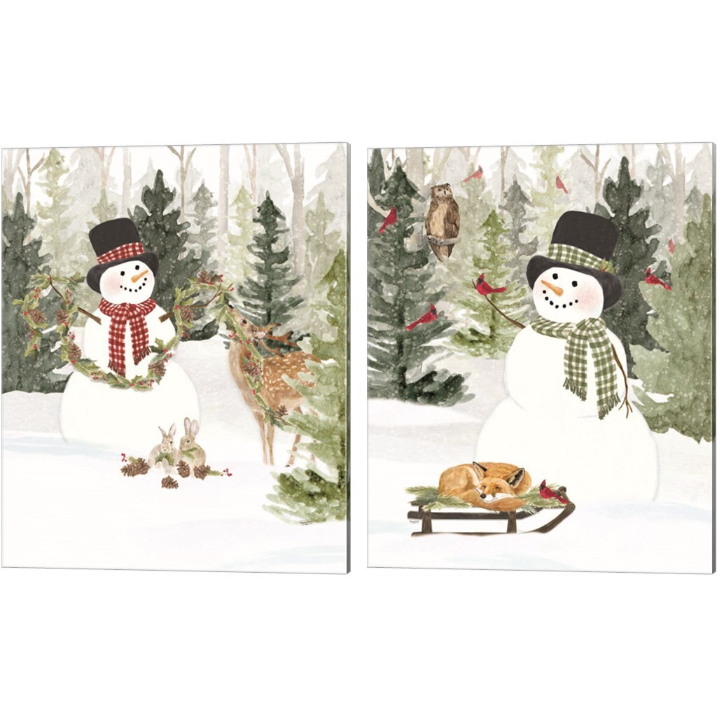 Christmas in the Woods A by Tara Reed 12" x 15" Canvas Wall Art (Set of 2)