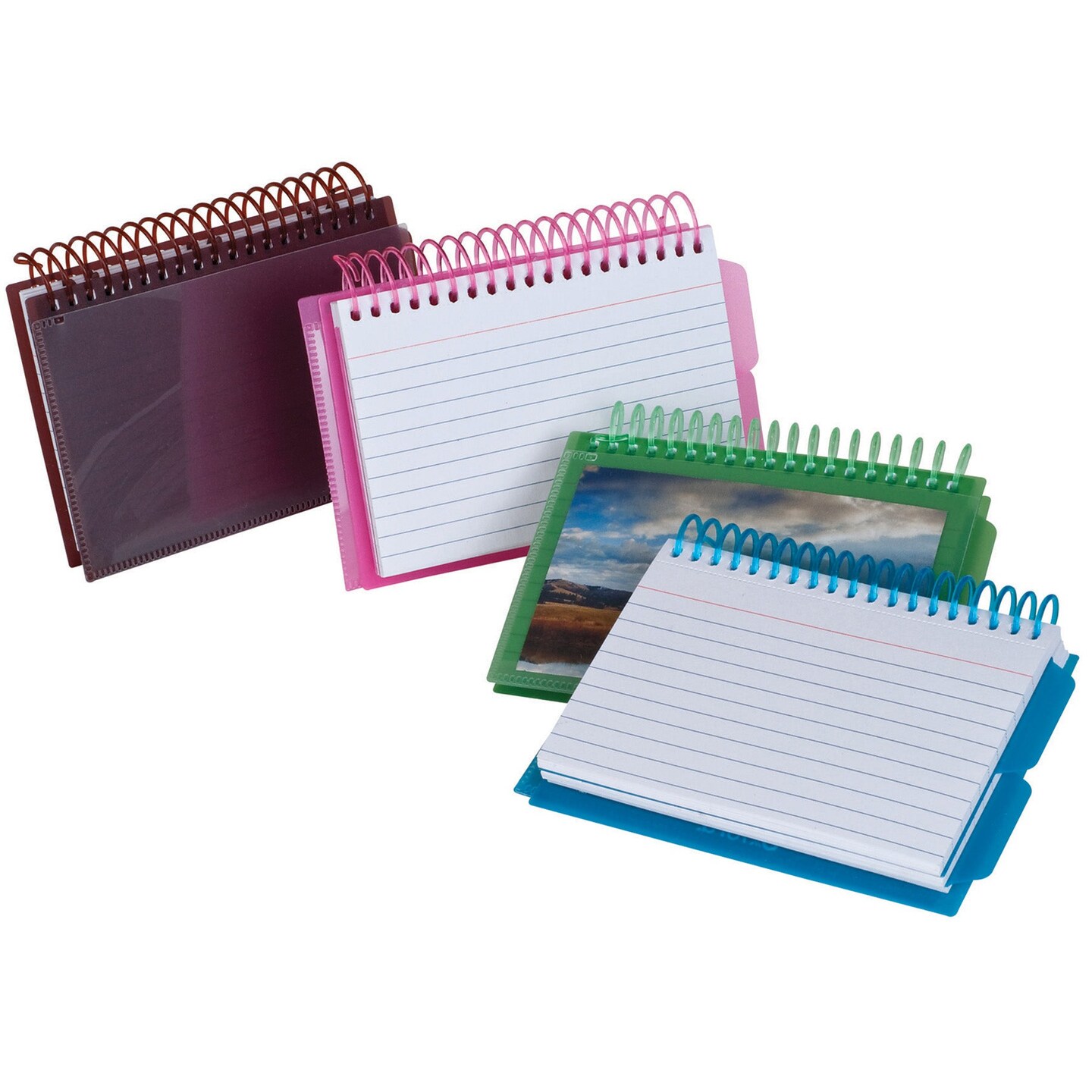 Spiral Index Cards with Poly Covers, 3&#x22; x 5&#x22;, Assorted