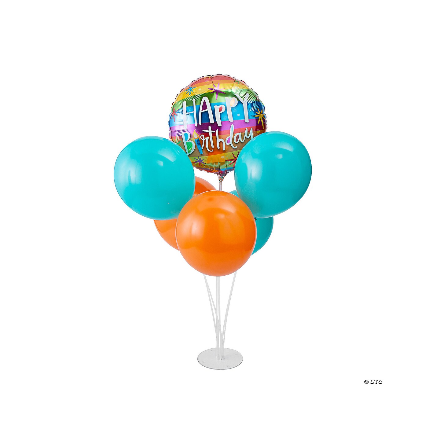 Happy Birthday Rainbow Stripes Balloon Centerpiece Kit - 52 Pc.