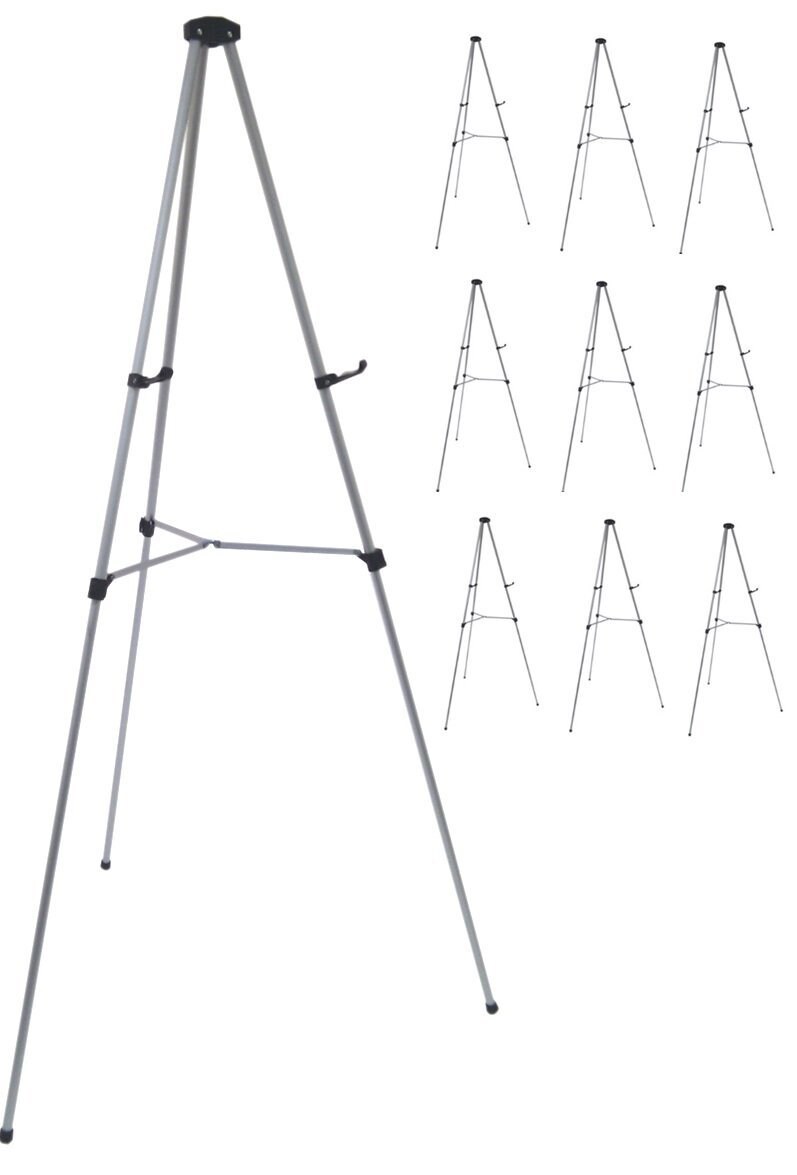 Audio-Visual Direct Lightweight Aluminum Telescoping Display Easel, 70 Inches, Silver