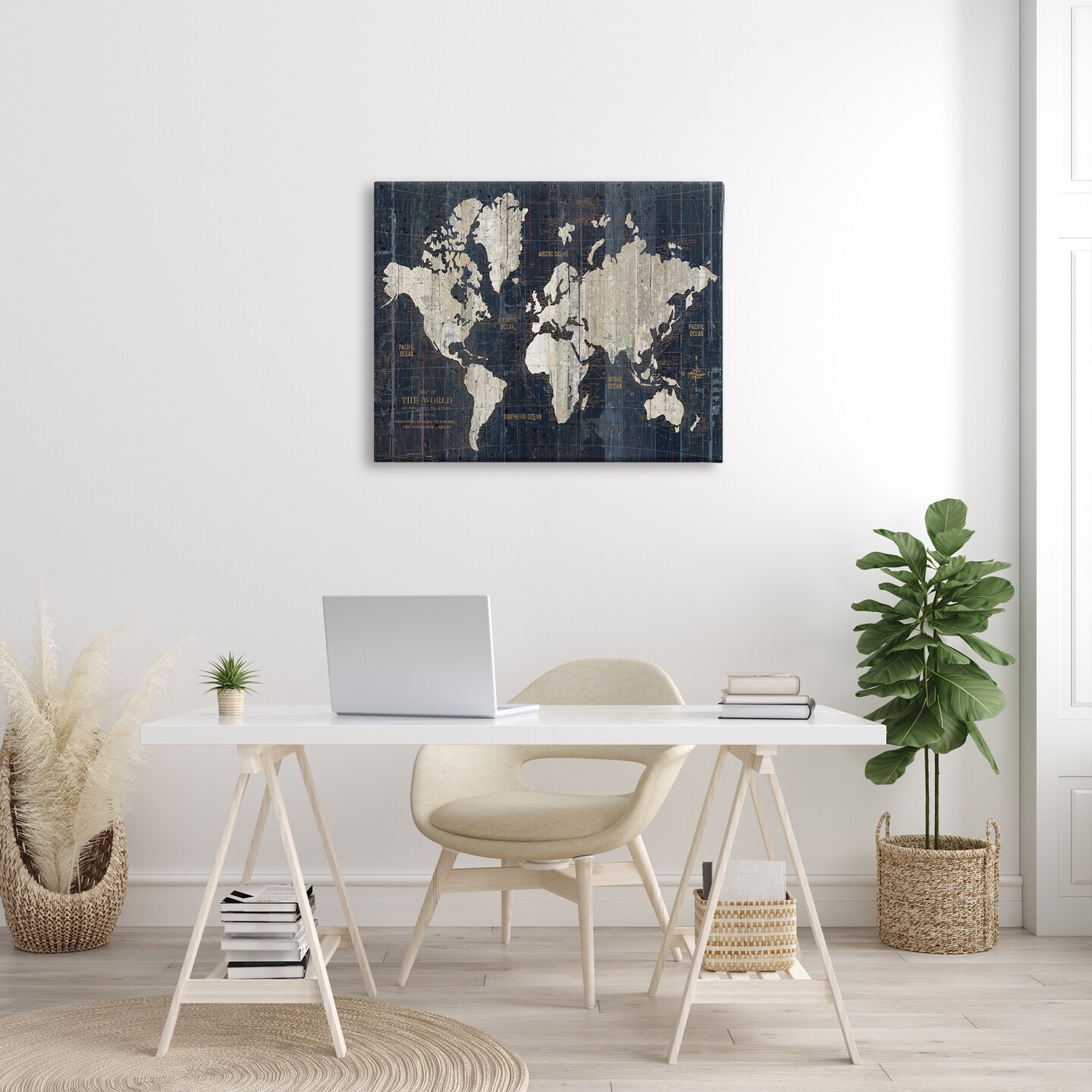 Stupell Industries Distressed Antique World Map Canvas Wall Art
