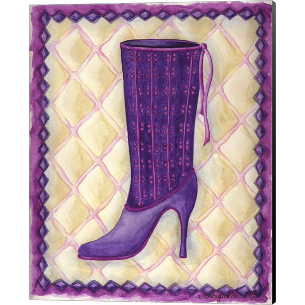 Boots Magenta With Roses With Leaves &#x26; Boots Purple With Tiny Flowers by Andrea Strongwater 12&#x22; x 15&#x22; Canvas Wall Art (Set of 2)