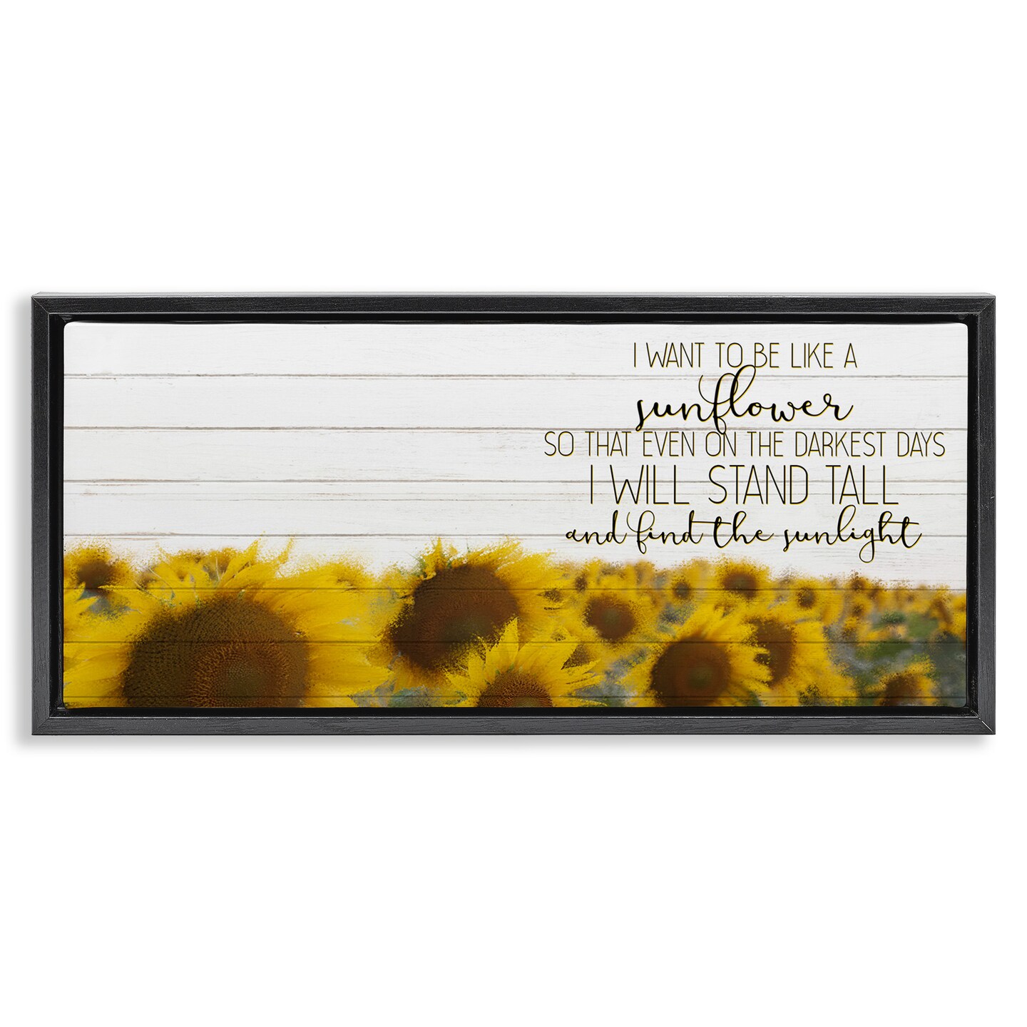 Stupell Industries Like A Sunflower Inspiring Word Design Framed Floater Canvas Wall Art