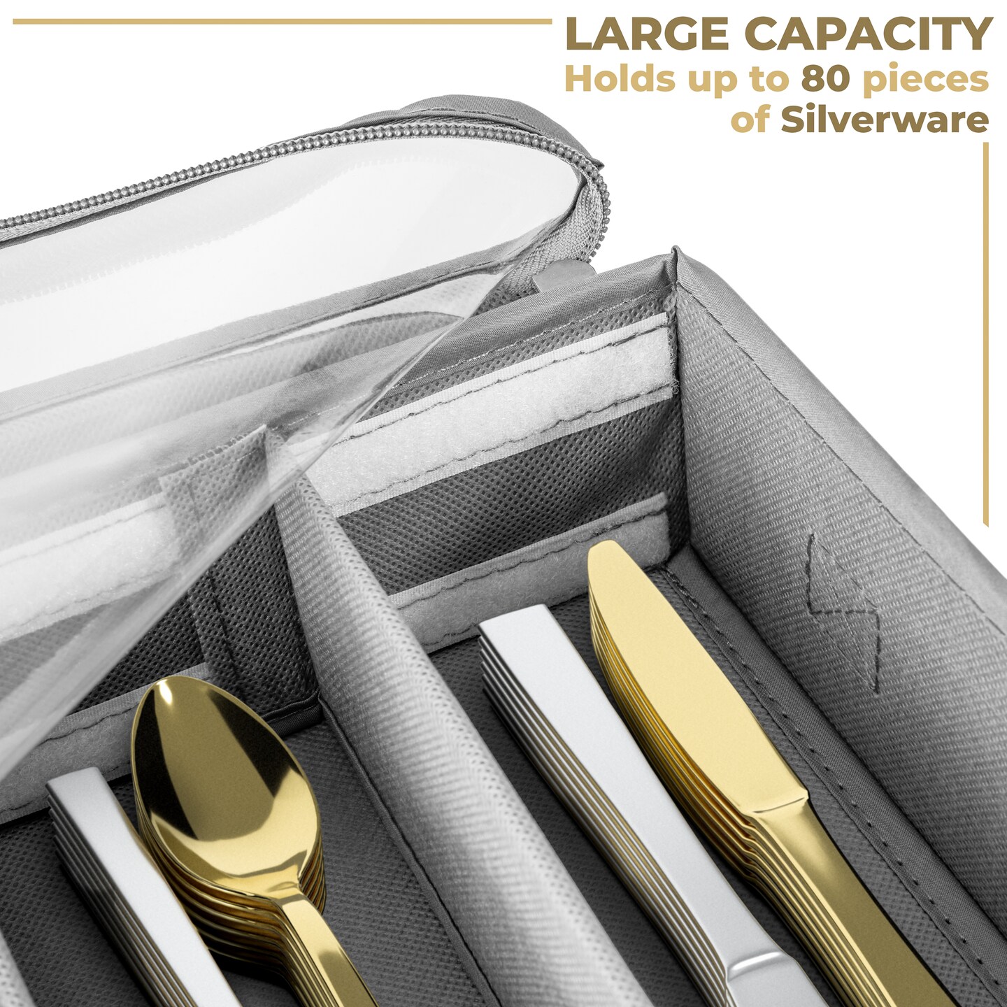 Sorbus Flatware &#x26; Utensil Storage - Fabric Chest Box for Storage and Organizing Utensils, Silverware, Flatware, and Cutlery