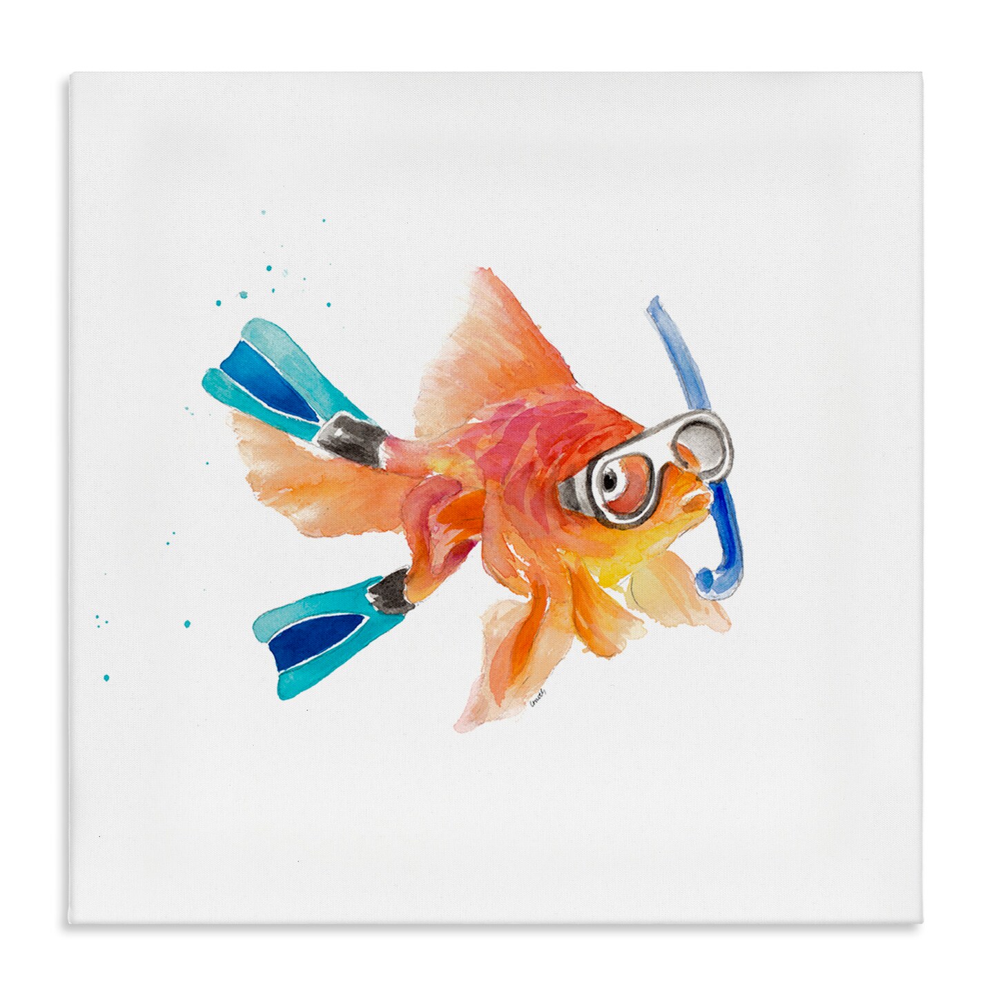 Stupell Industries Goldfish Pet Snorkel Gear Canvas Wall Art