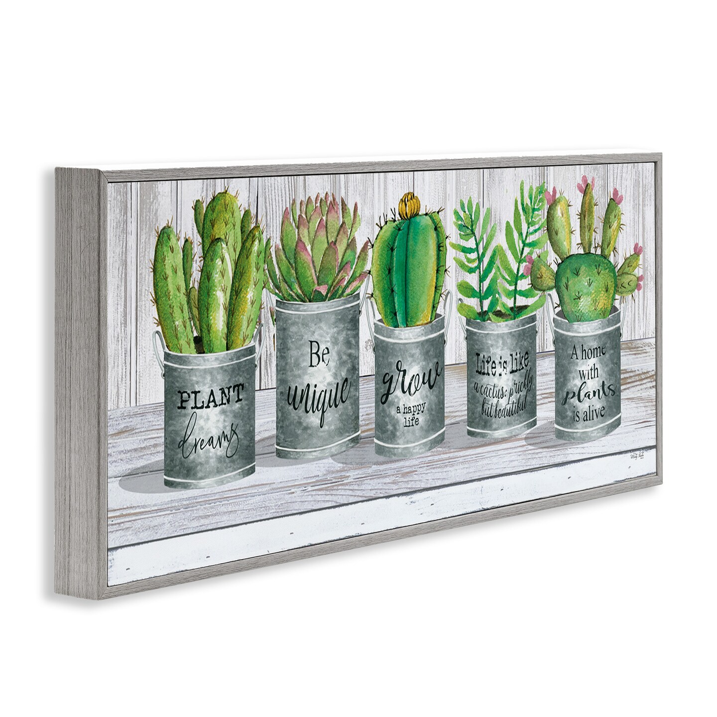 Stupell Industries Succulents with Plant Life Puns Framed Giclee Art