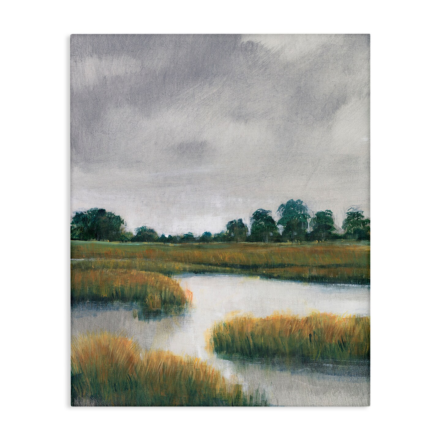 Stupell Industries Cloudy Rural Marsh Landscape Canvas Wall Art