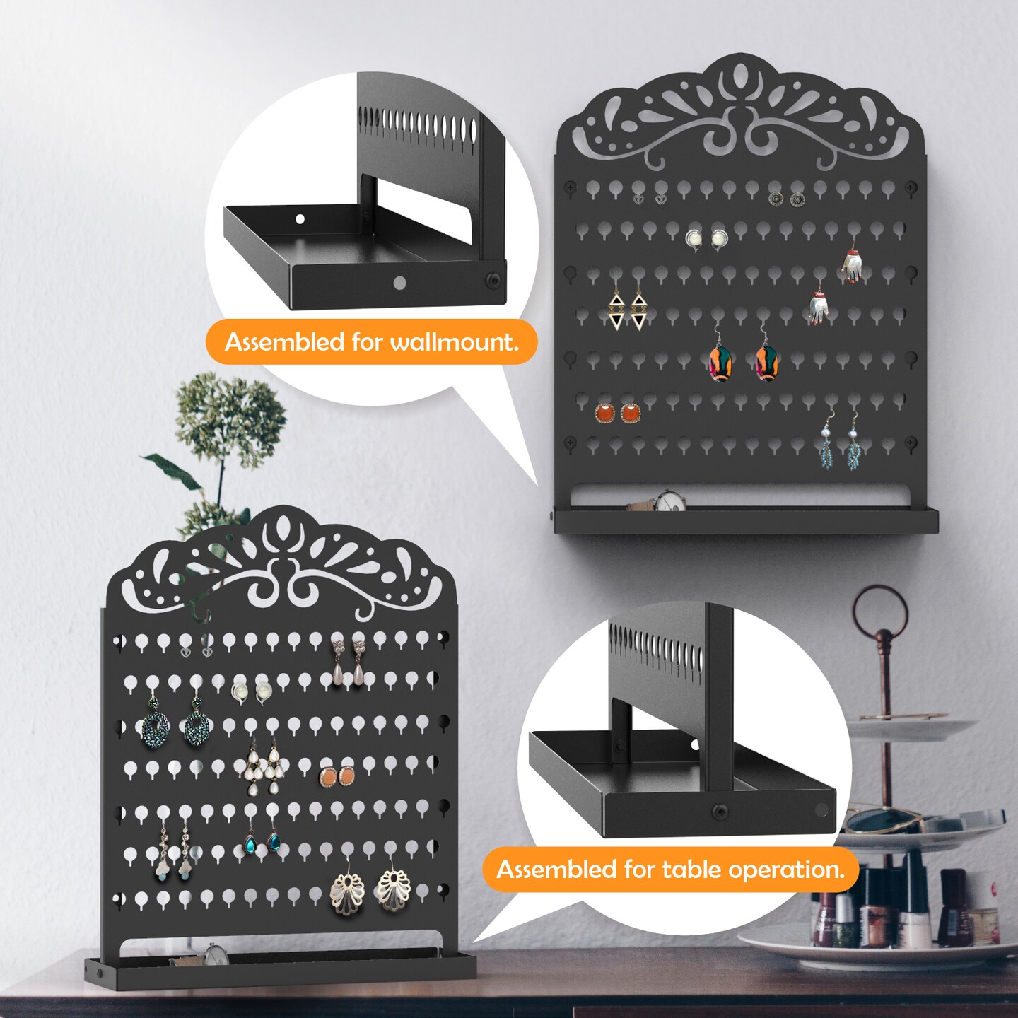 Mango Steam Slim Profile Wall-Mounted Jewelry & Earring Organizer