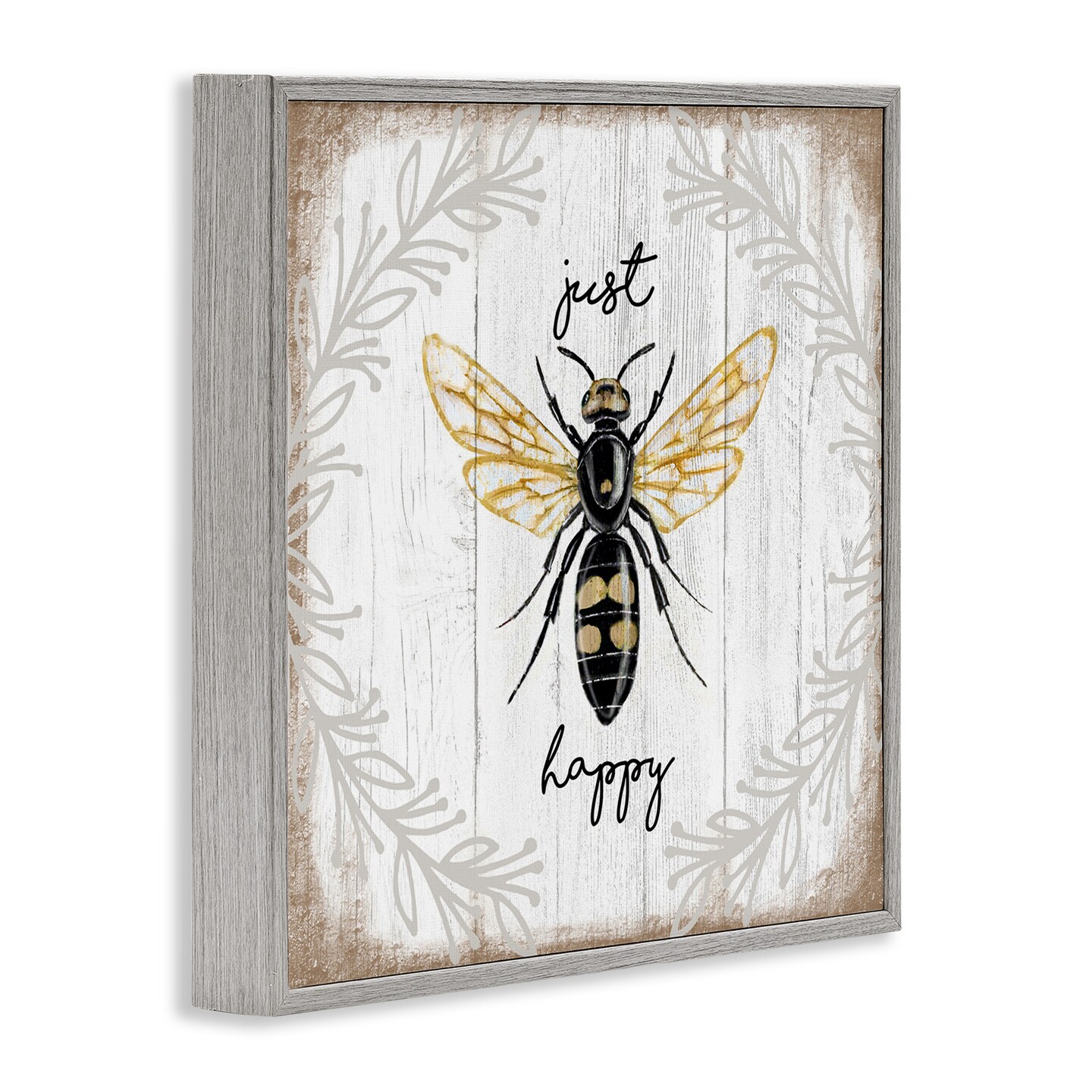 Stupell Industries Just Be Happy Charming Bee Framed Giclee Art