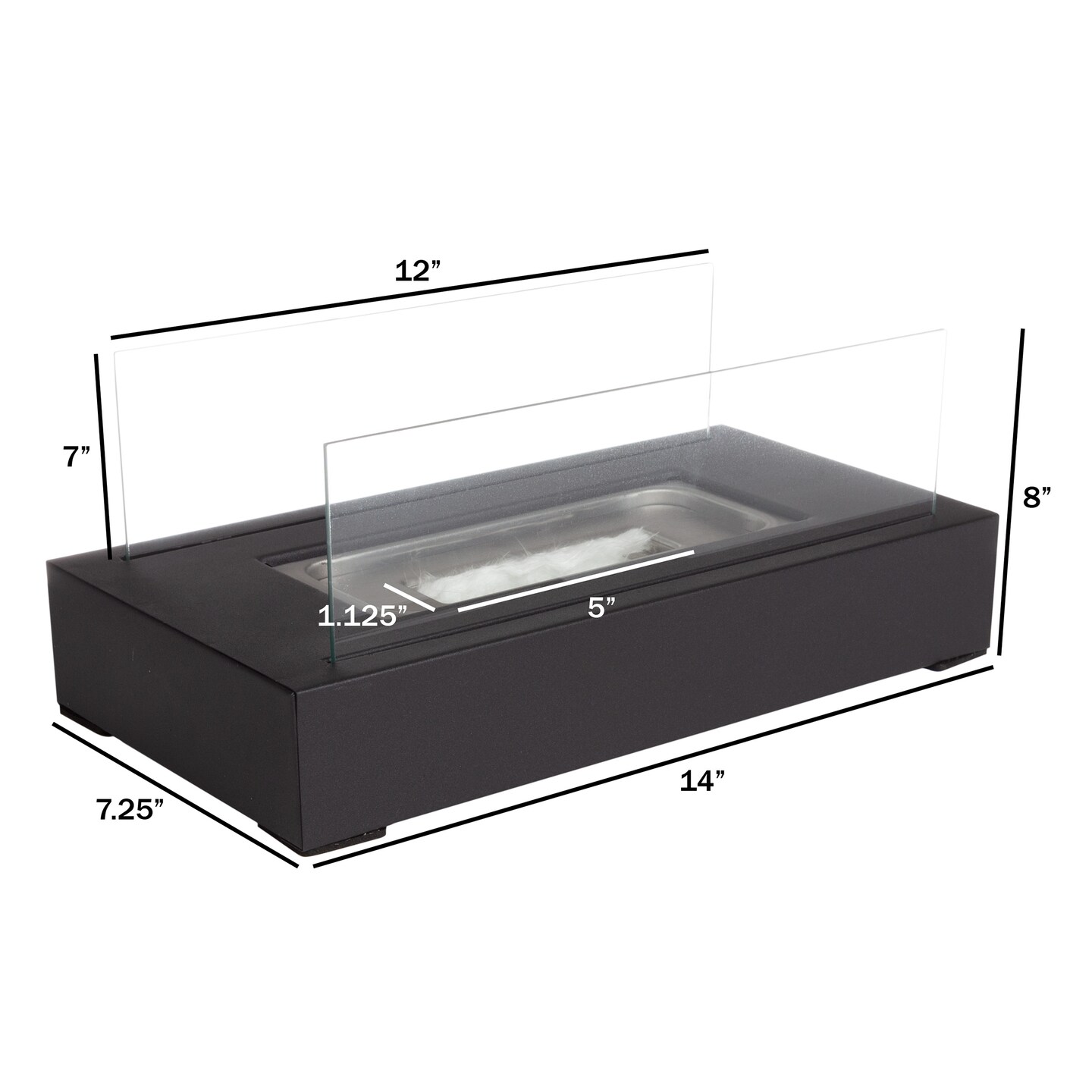 Bio Ethanol Ventless Fireplace-Tabletop Rectangular Real Flame Smokeless Clean Burning Indoor Outdoor Portable Heat