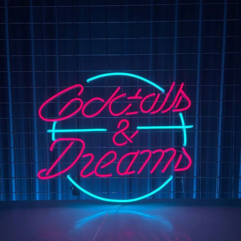 Cocktails & Dreams ネオンライト Cocktails & Dreams Led Neon Sign Neon Light – helloneonsign