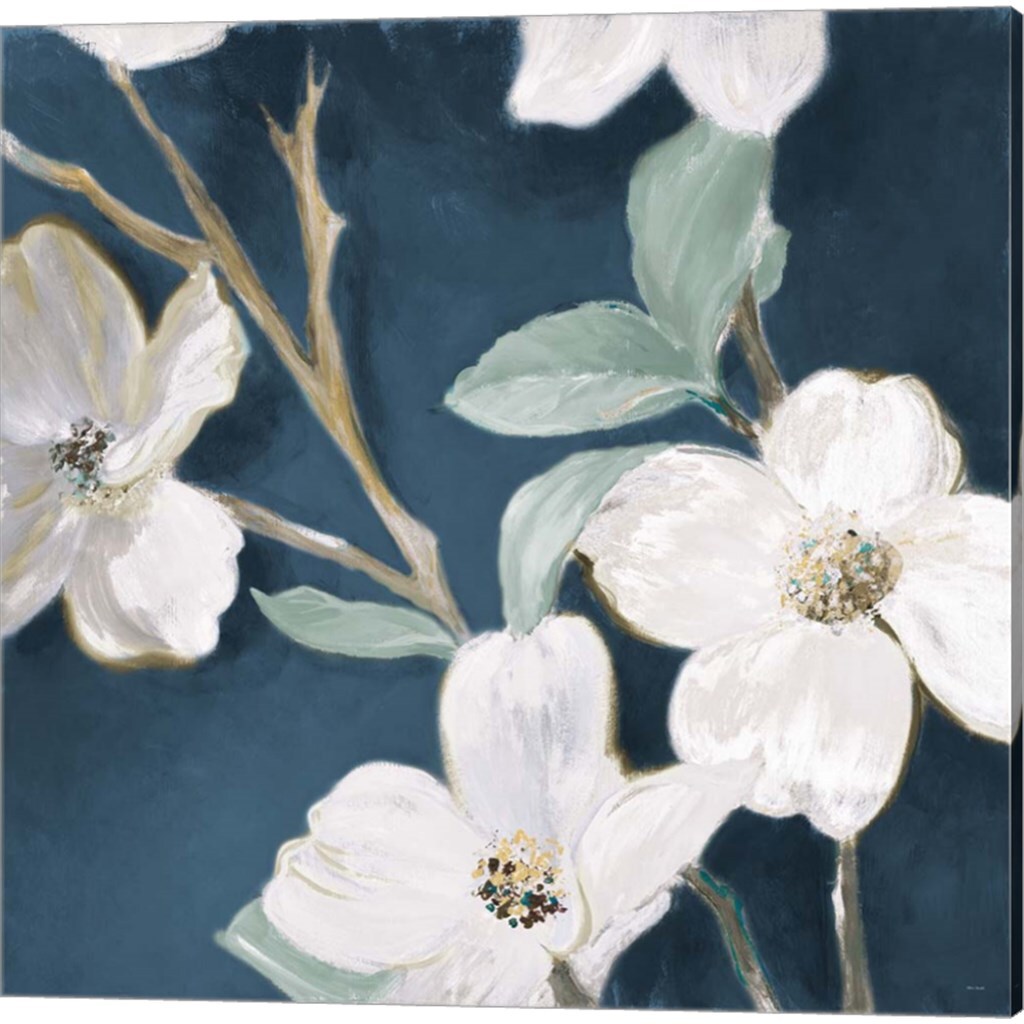 Bella Fiori on Navy by Lanie Loreth 14" x 14" Canvas Wall Art (Set of 2)