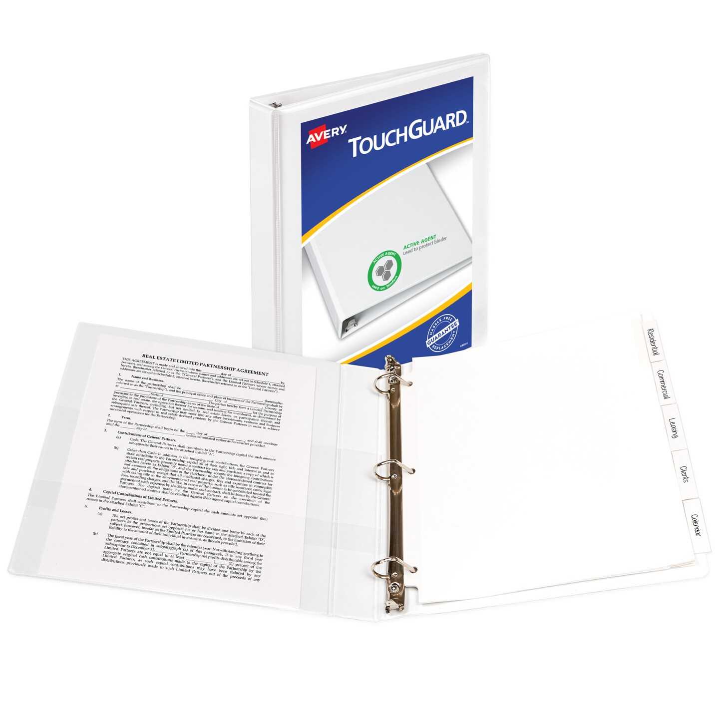 Avery TouchGuard Protection View 3 Ring Binder, Clear View Cover, 1" Slant Rings, 1 White Binder (17141)